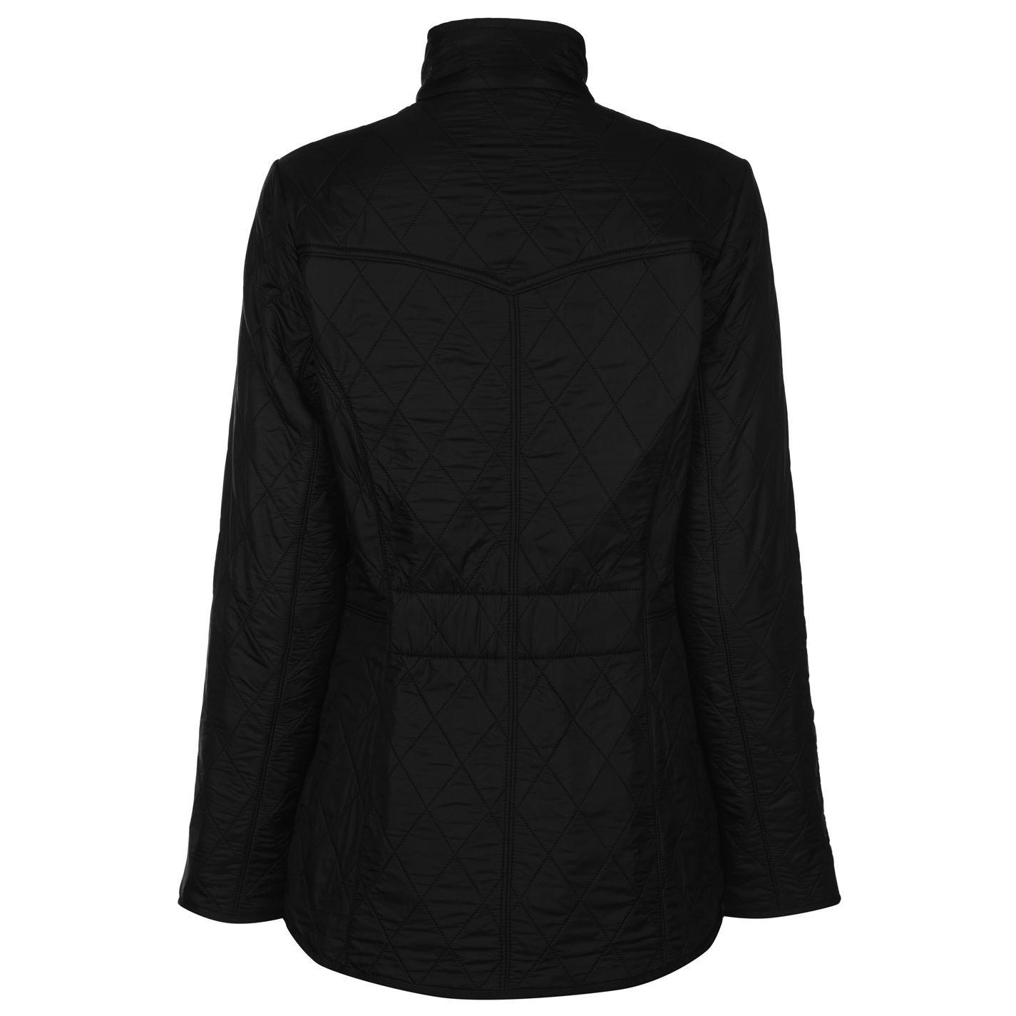 Black - Barbour - Women's Cavalry Polarquilt Diamond-Quilted Fleece-Lined Long Sleeve Slim Fit Quilted Jacket - 8