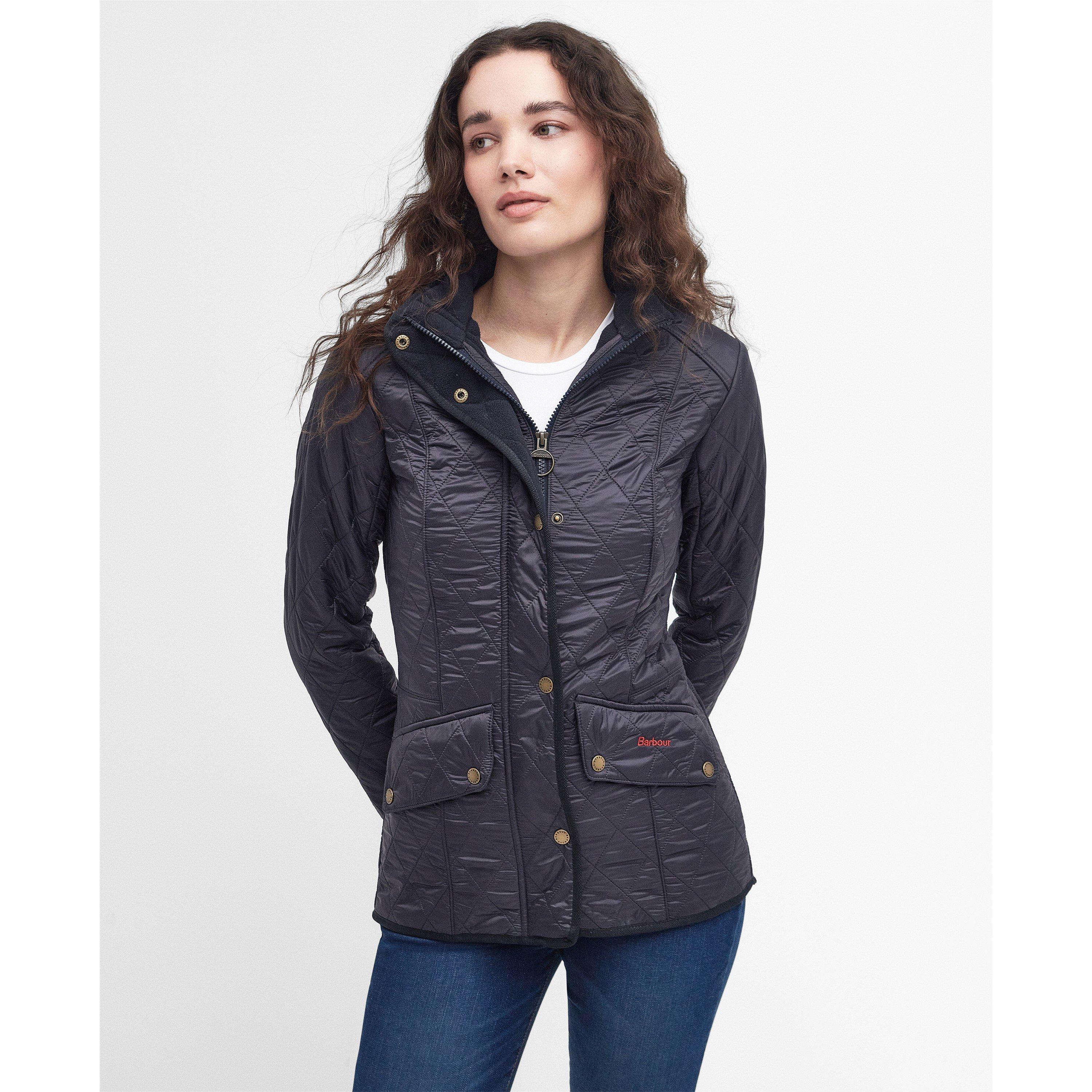 Navy - Barbour - Women's Cavalry Polarquilt Diamond-Quilted Fleece-Lined Long Sleeve Slim Fit Quilted Jacket - 2