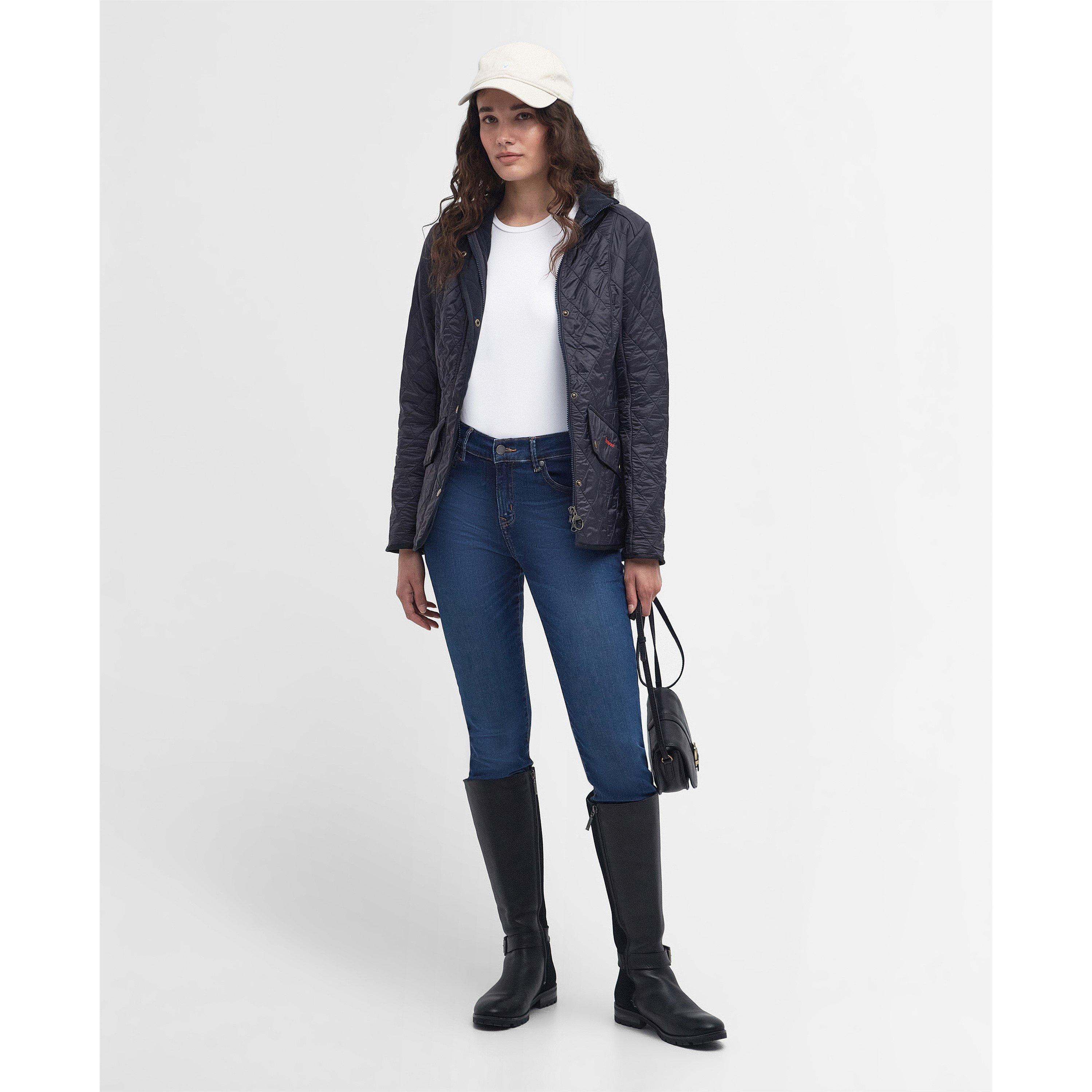 Navy - Barbour - Women's Cavalry Polarquilt Diamond-Quilted Fleece-Lined Long Sleeve Slim Fit Quilted Jacket - 11