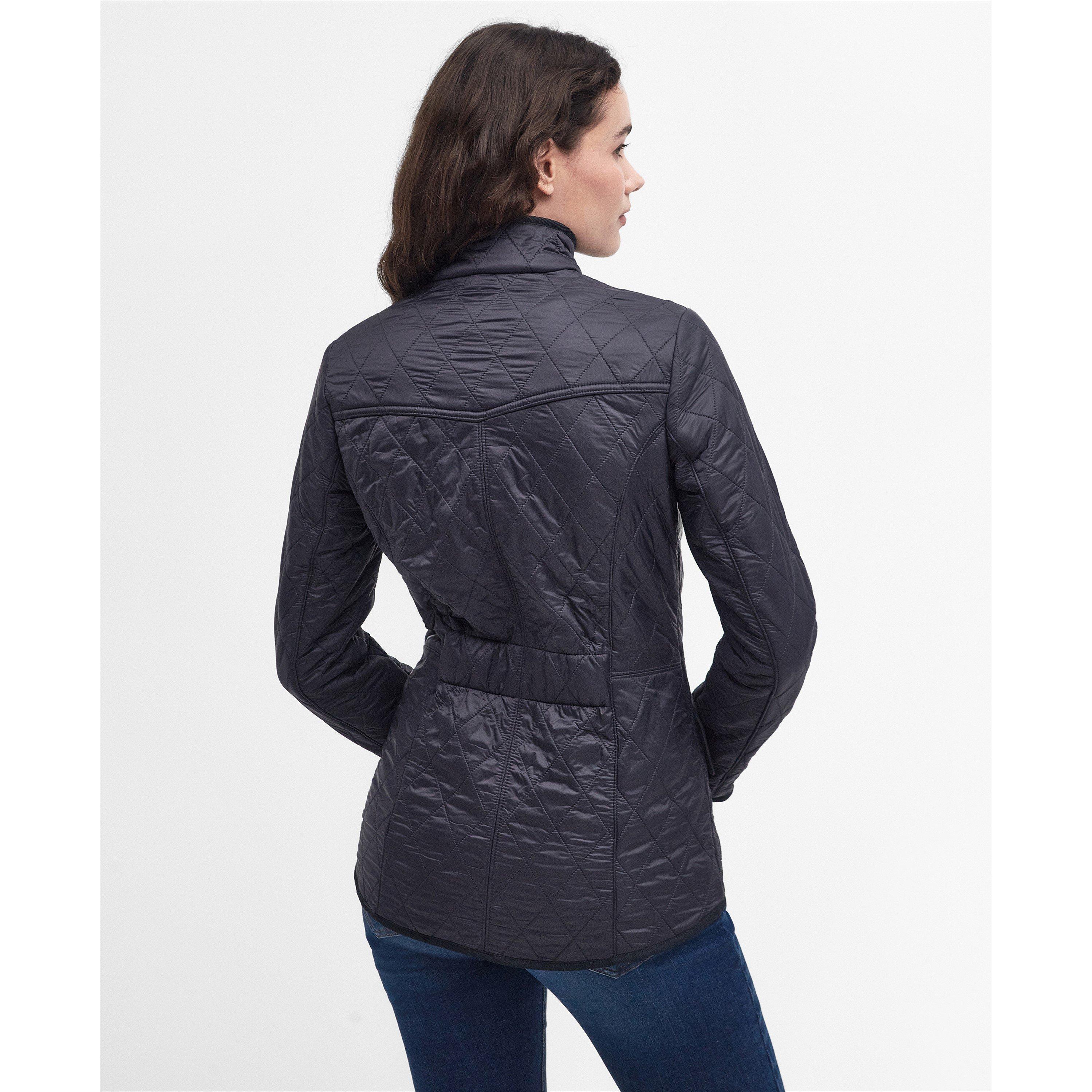 Navy - Barbour - Women's Cavalry Polarquilt Diamond-Quilted Fleece-Lined Long Sleeve Slim Fit Quilted Jacket - 3