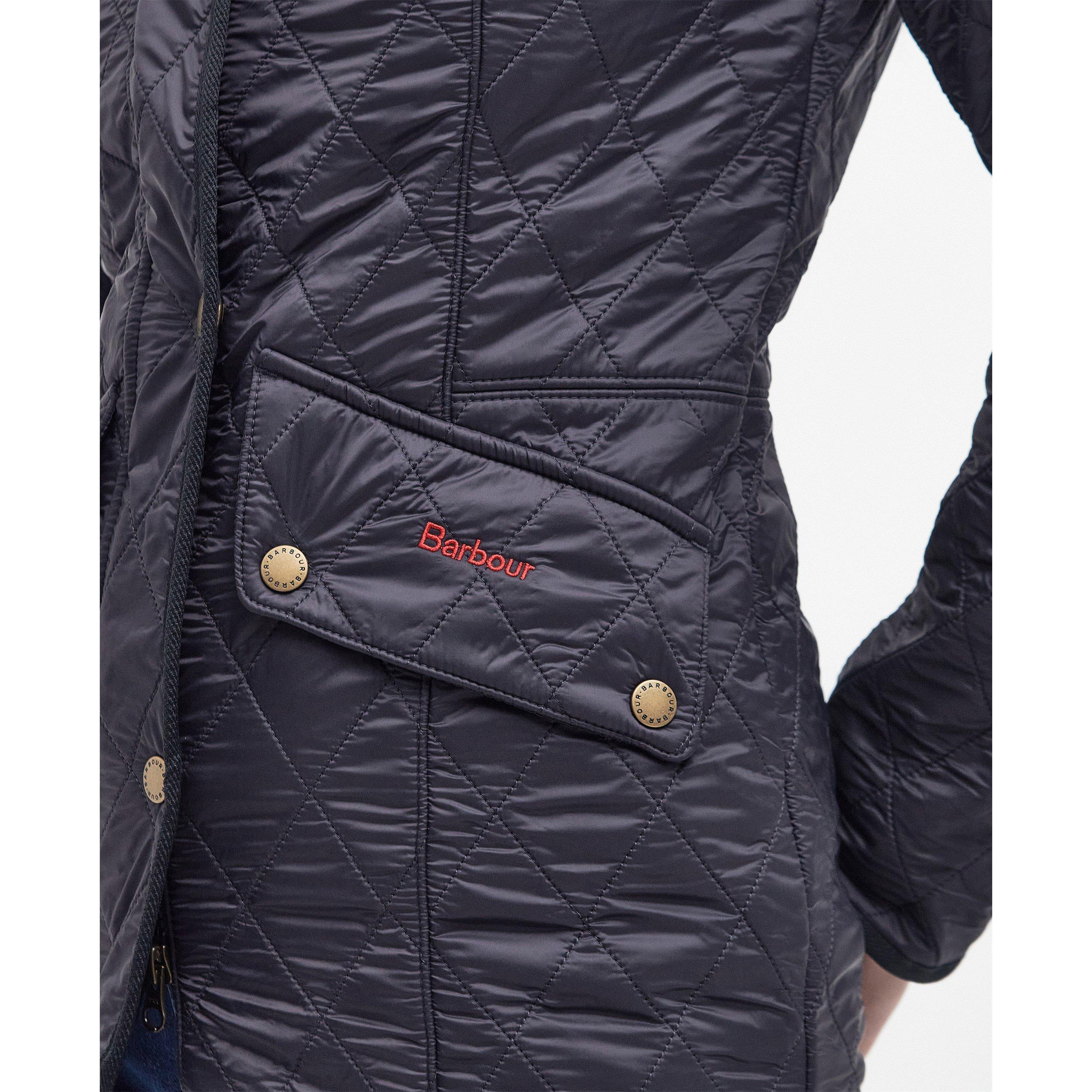 Navy - Barbour - Women's Cavalry Polarquilt Diamond-Quilted Fleece-Lined Long Sleeve Slim Fit Quilted Jacket - 6