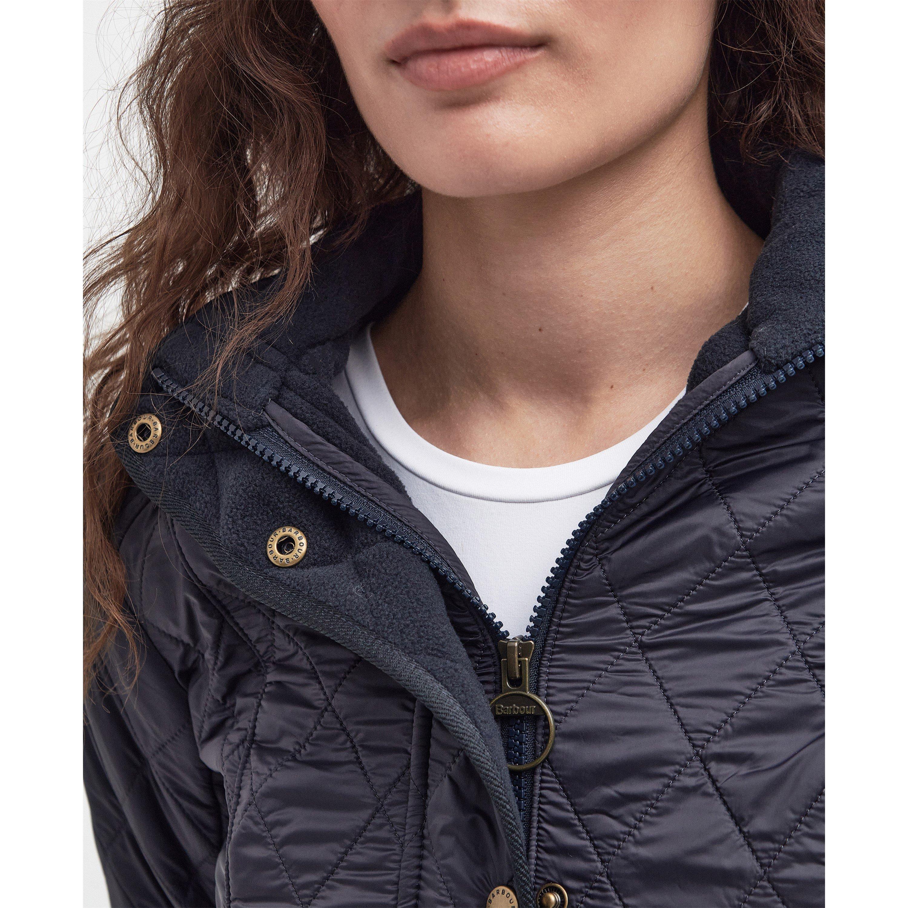 Navy - Barbour - Women's Cavalry Polarquilt Diamond-Quilted Fleece-Lined Long Sleeve Slim Fit Quilted Jacket - 7