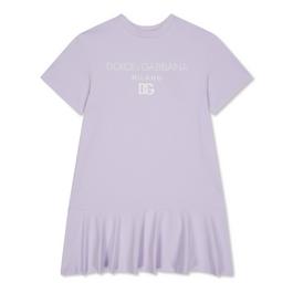 Dolce and Gabbana Logo Embroidered T Shirt Dress Juniors