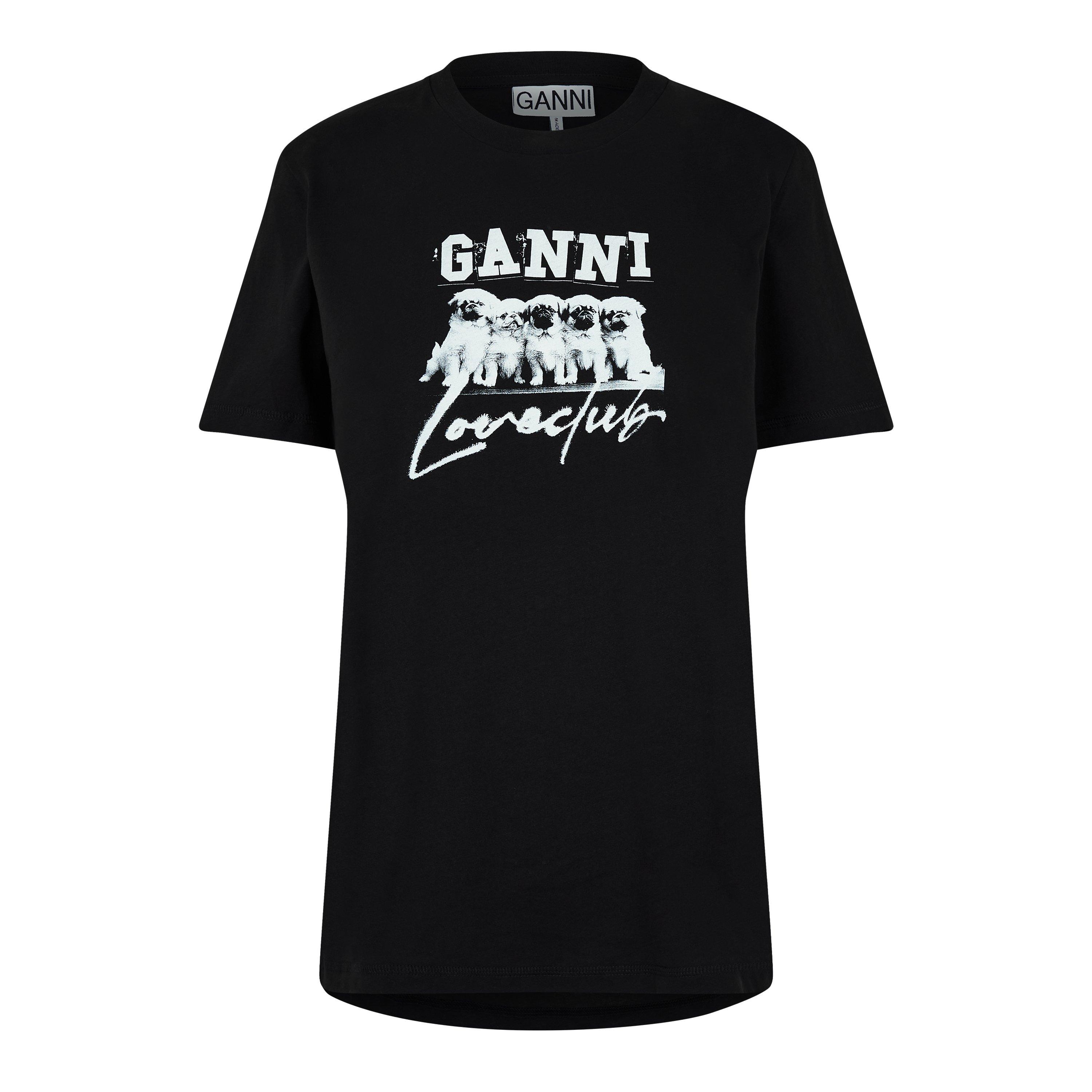 Black - Ganni - Women's Puppy Love Regular Fit T-Shirt - 5