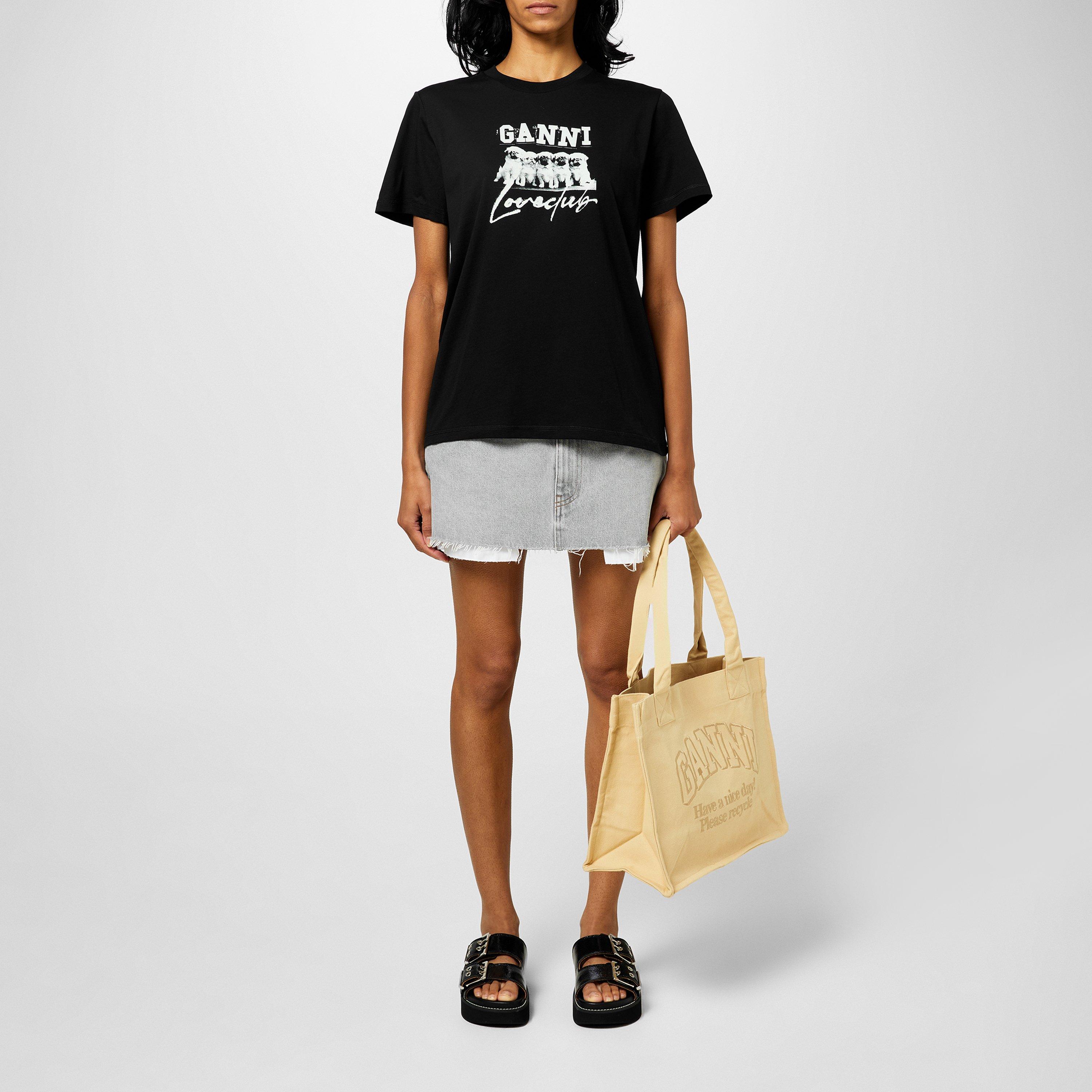 Black - Ganni - Women's Puppy Love Regular Fit T-Shirt - 4