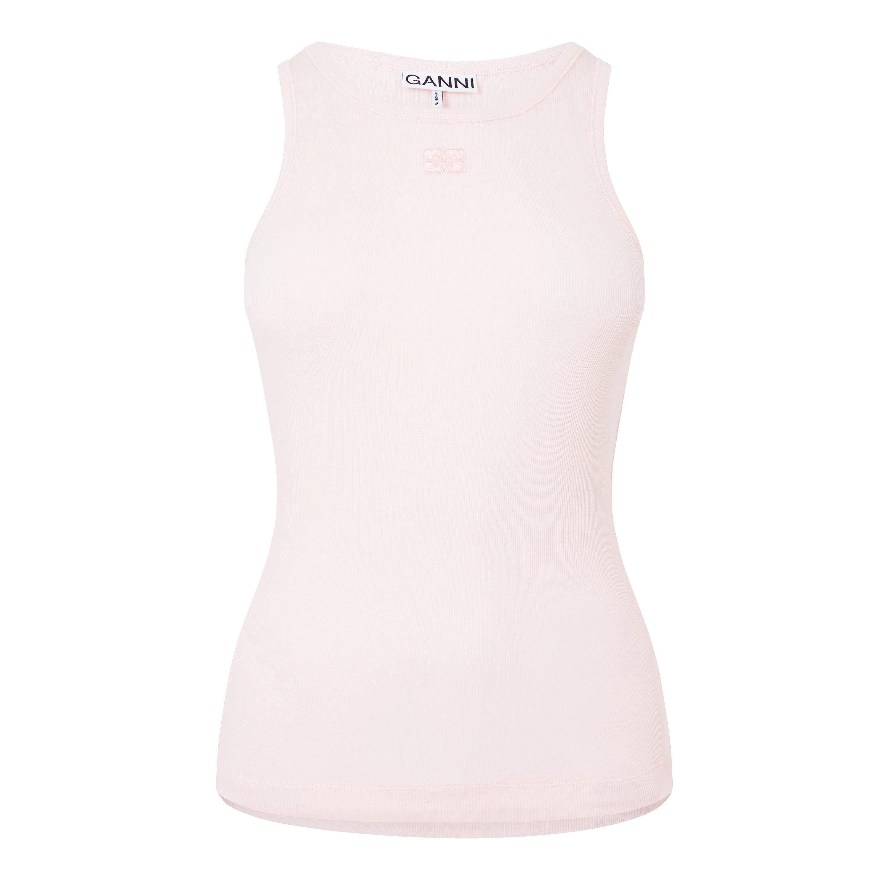 Chalk Pink - Ganni - Women's Ribbed Racerback Vest - 5