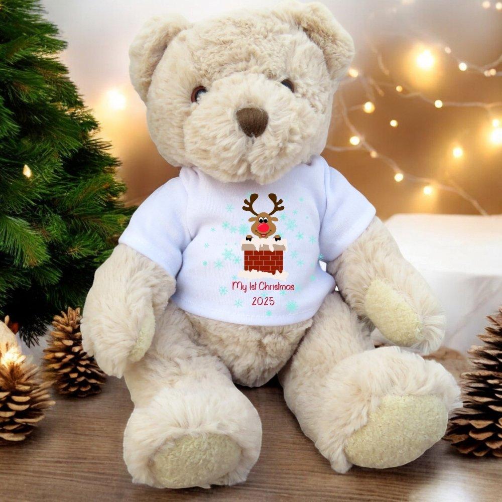 White - Aye Do Gifts - Teddy Bear 1st Christmas Rudolph T-Shirt 7762-TDY