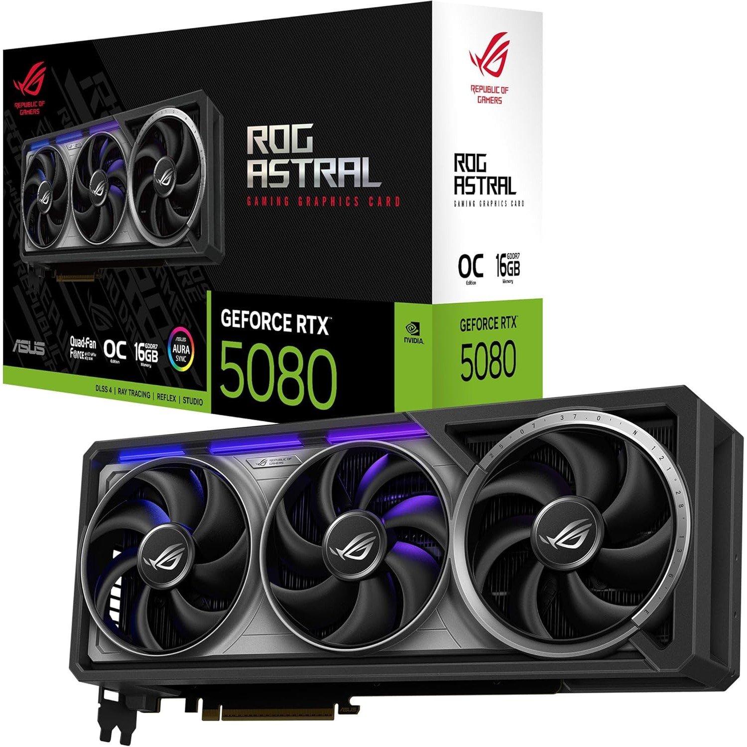 Black - ASUS - ASUS ROG Astral GeForce RTX 5080 16GB GDDR7 OC Edition Gaming Graphics Card - 1