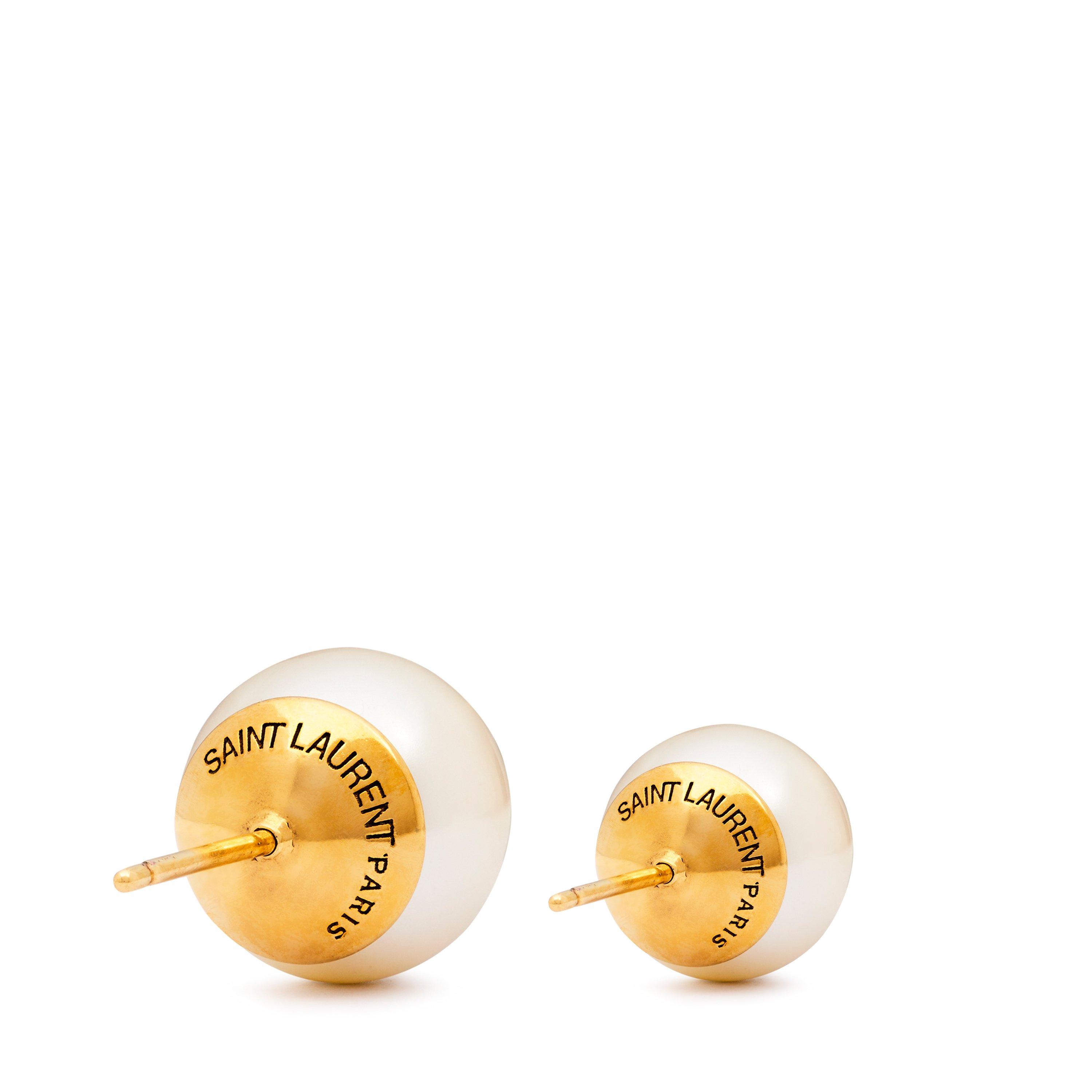 Gold/Cream - Saint Laurent - Ysl Pearl Earrings - 2