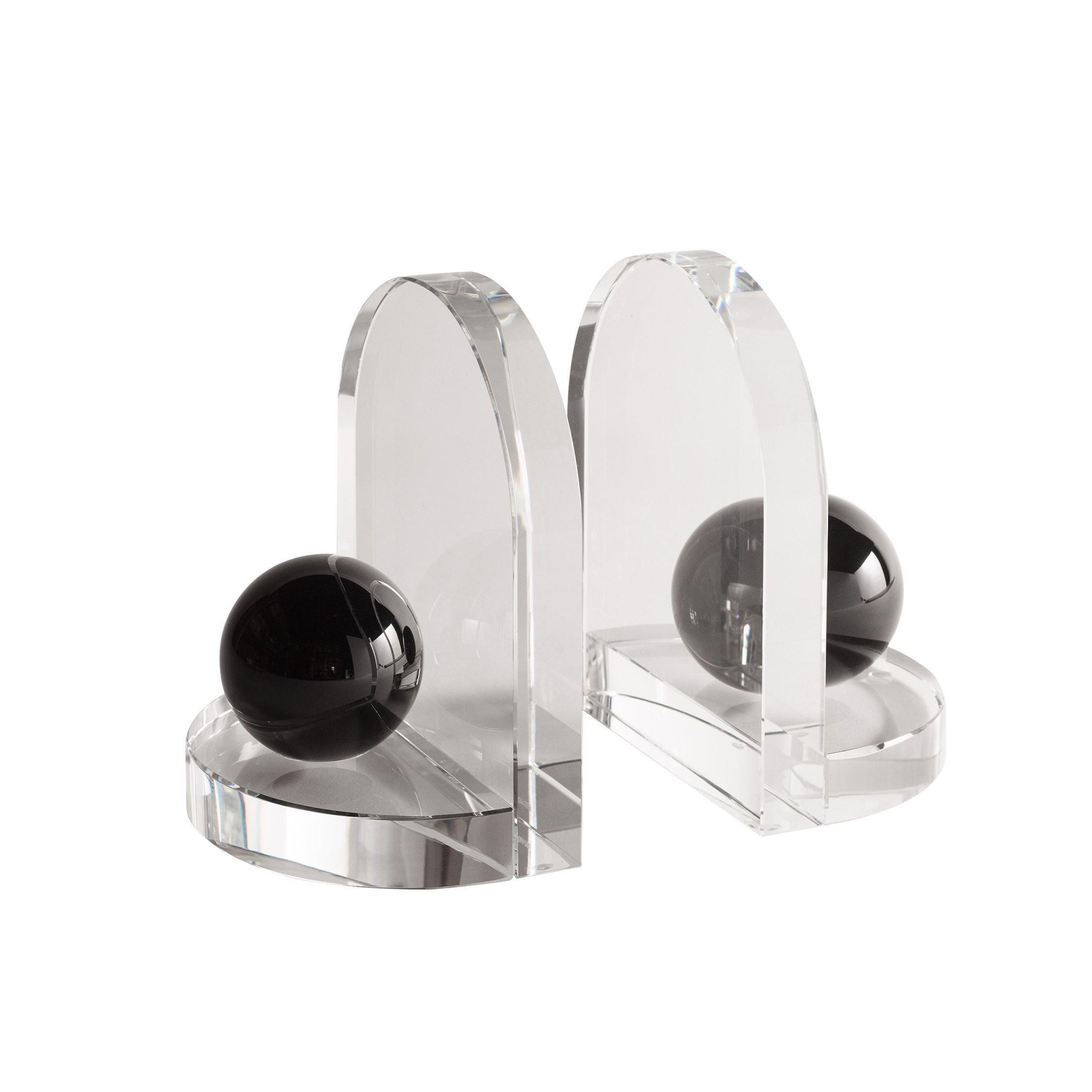 Greg Natale Crystal Bookends Clear & Black Onyx