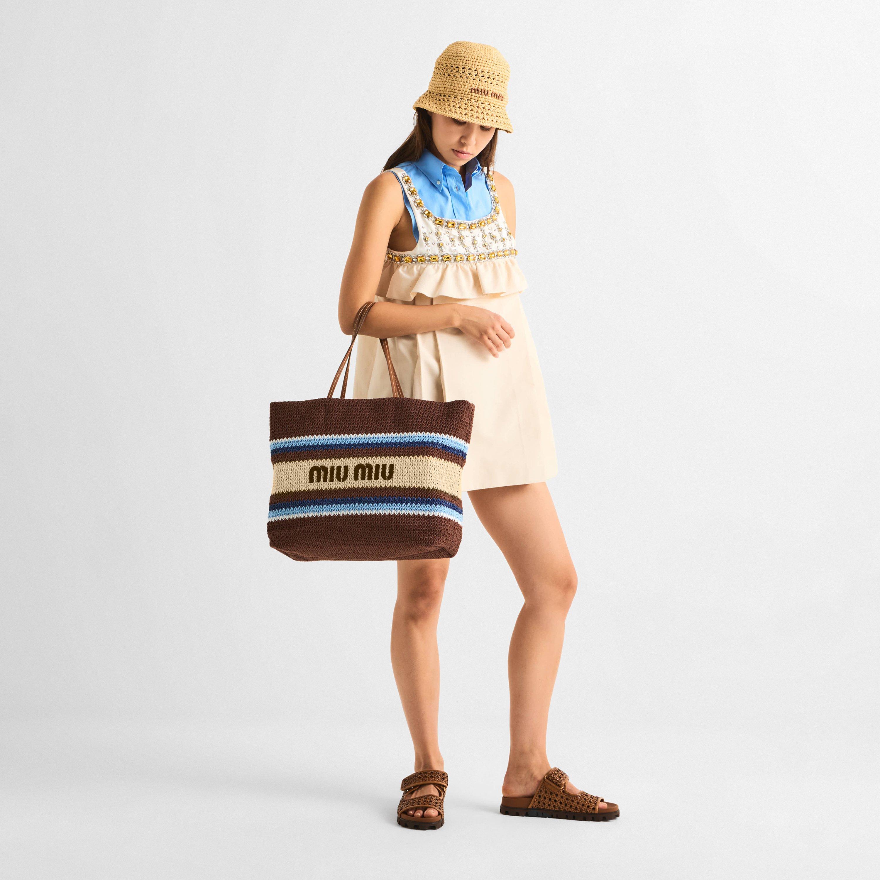 Cacao/Celeste - Miu Miu - Women's Straw Bag - 6