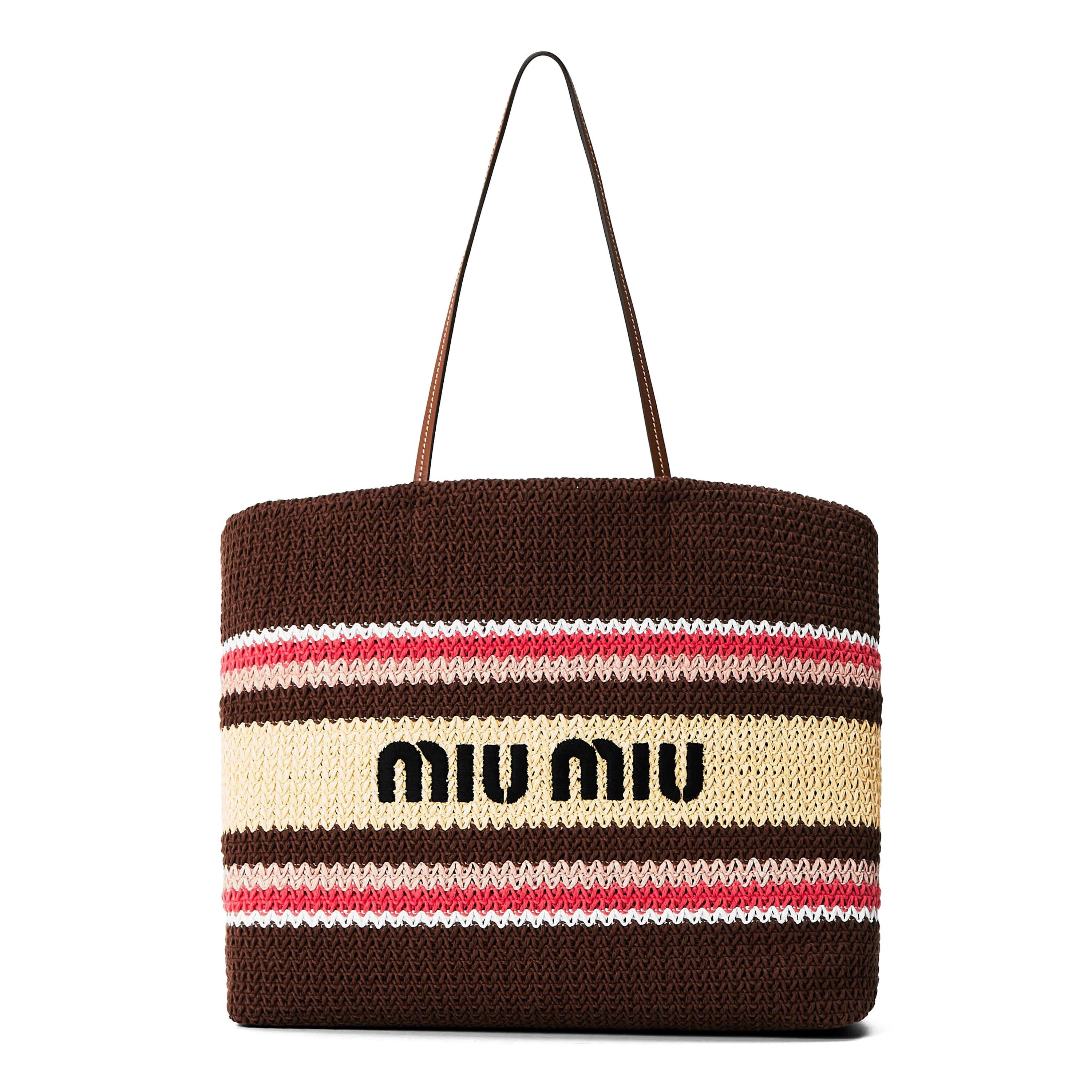 Tabacco/Fragolo - Miu Miu - Women's Straw Bag - 1