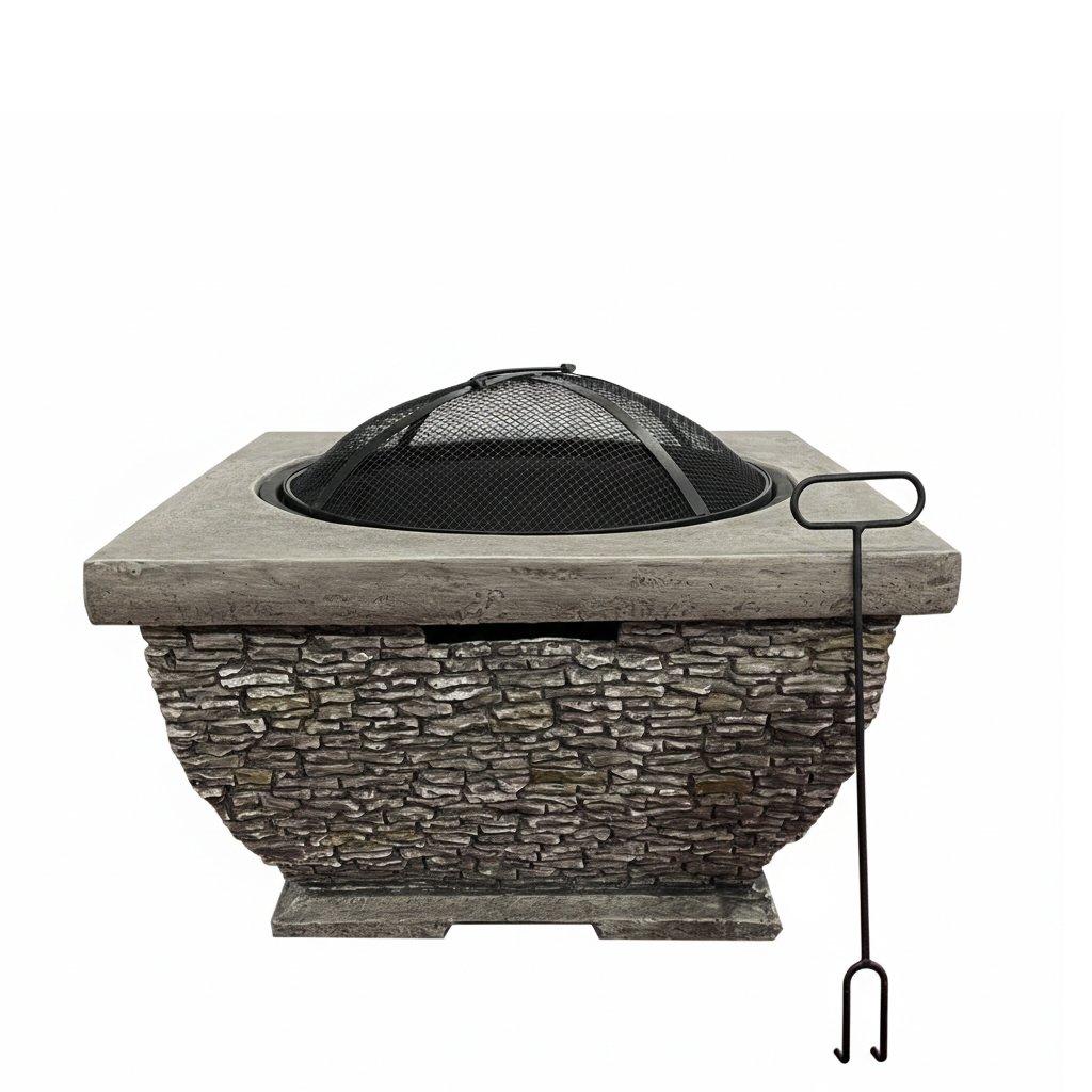 Brown - Linea - Square Stone Fire Pit - 2