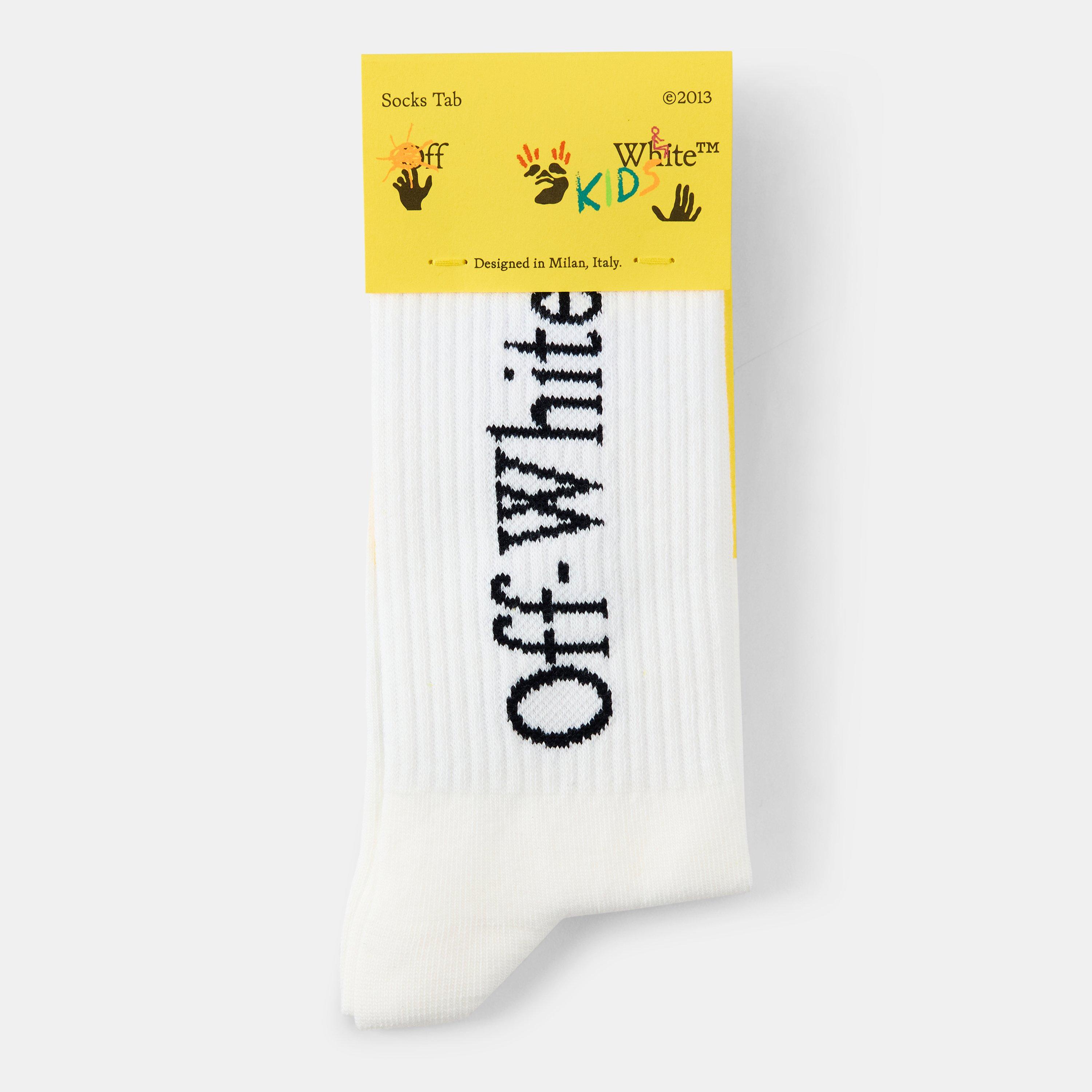 White 0110 - Off White - Unisex Kids' Logo Knee High Socks - 2