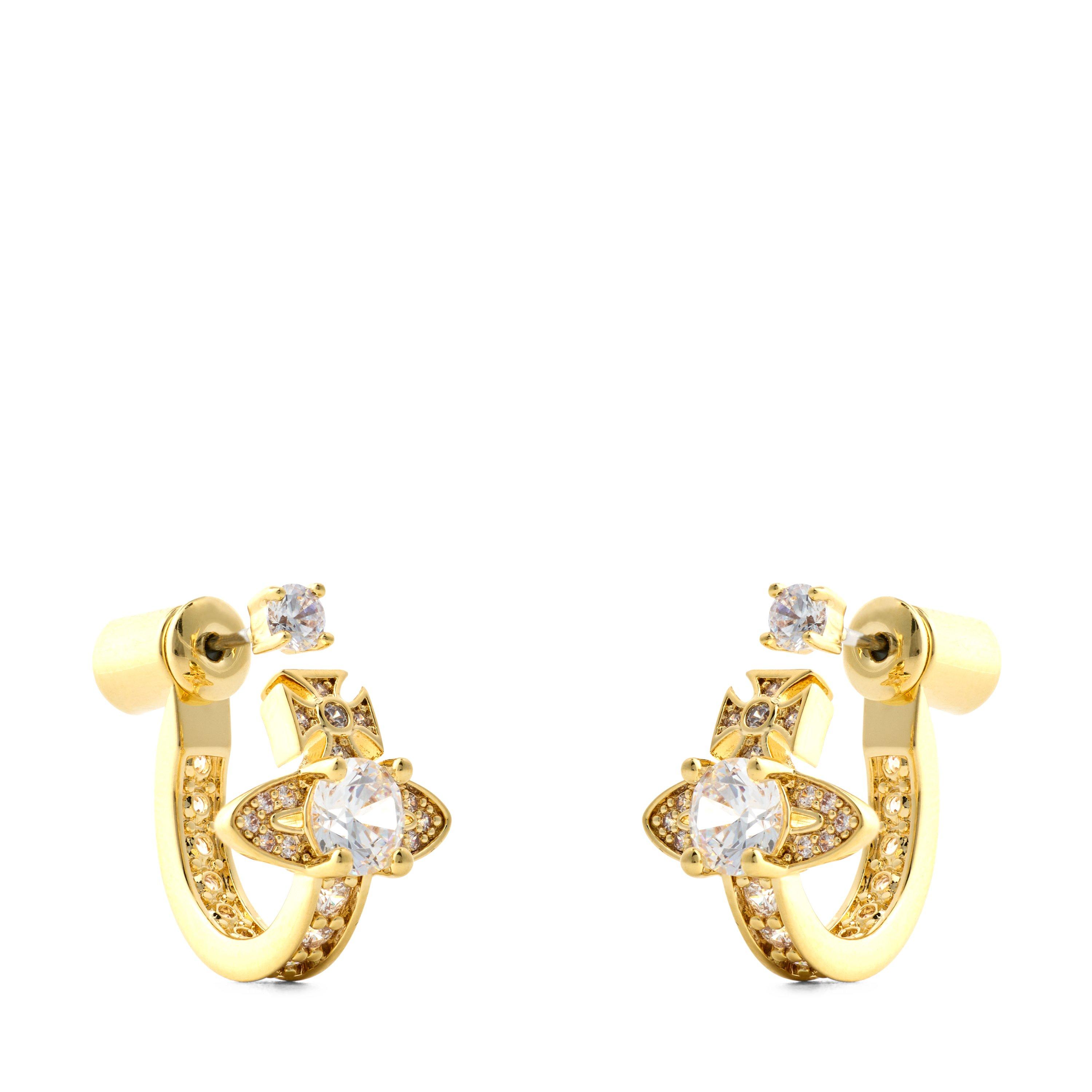 GOLD White  CZ - Vivienne Westwood - Women's Maitena Drop Earrings - 1