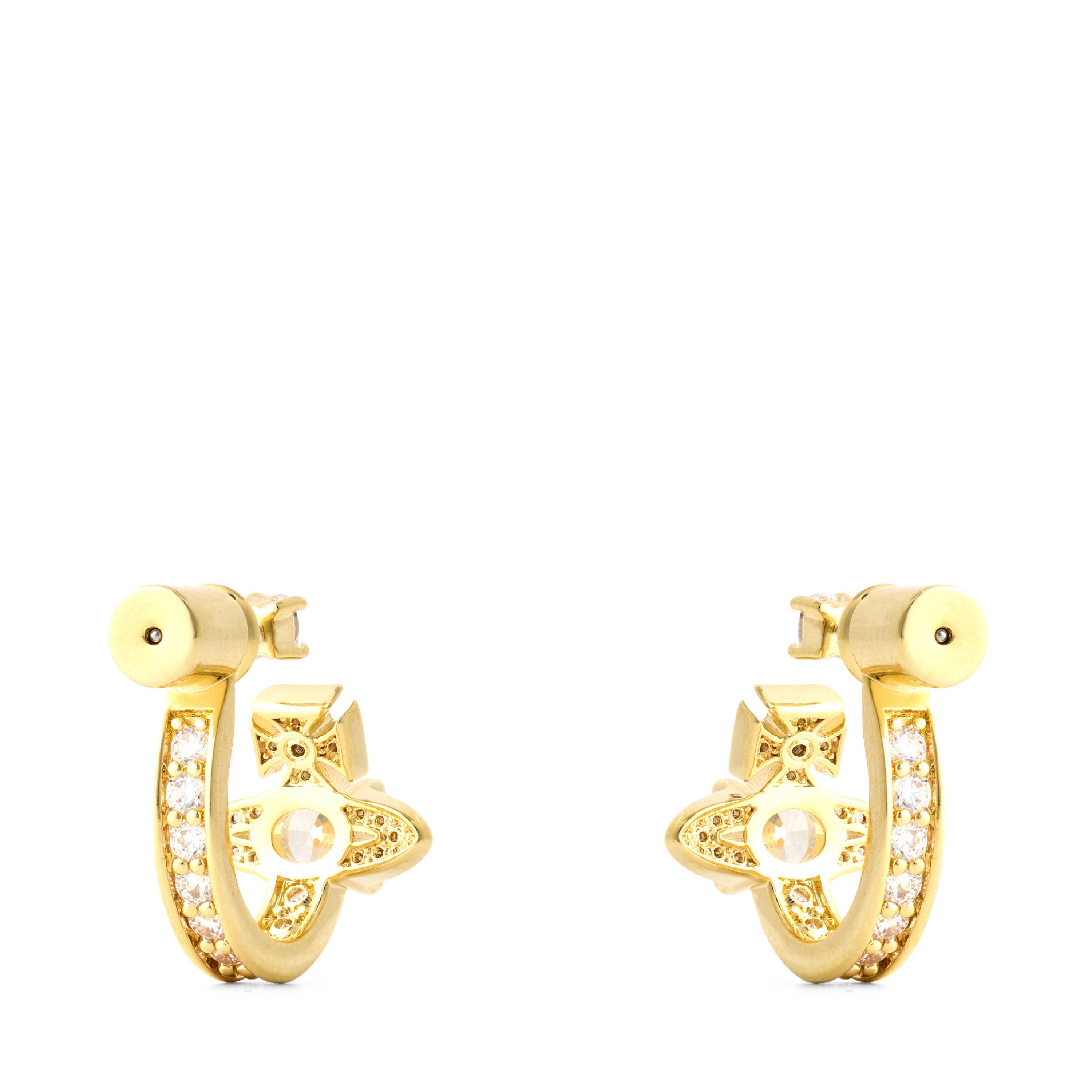 GOLD White  CZ - Vivienne Westwood - Women's Maitena Drop Earrings - 2