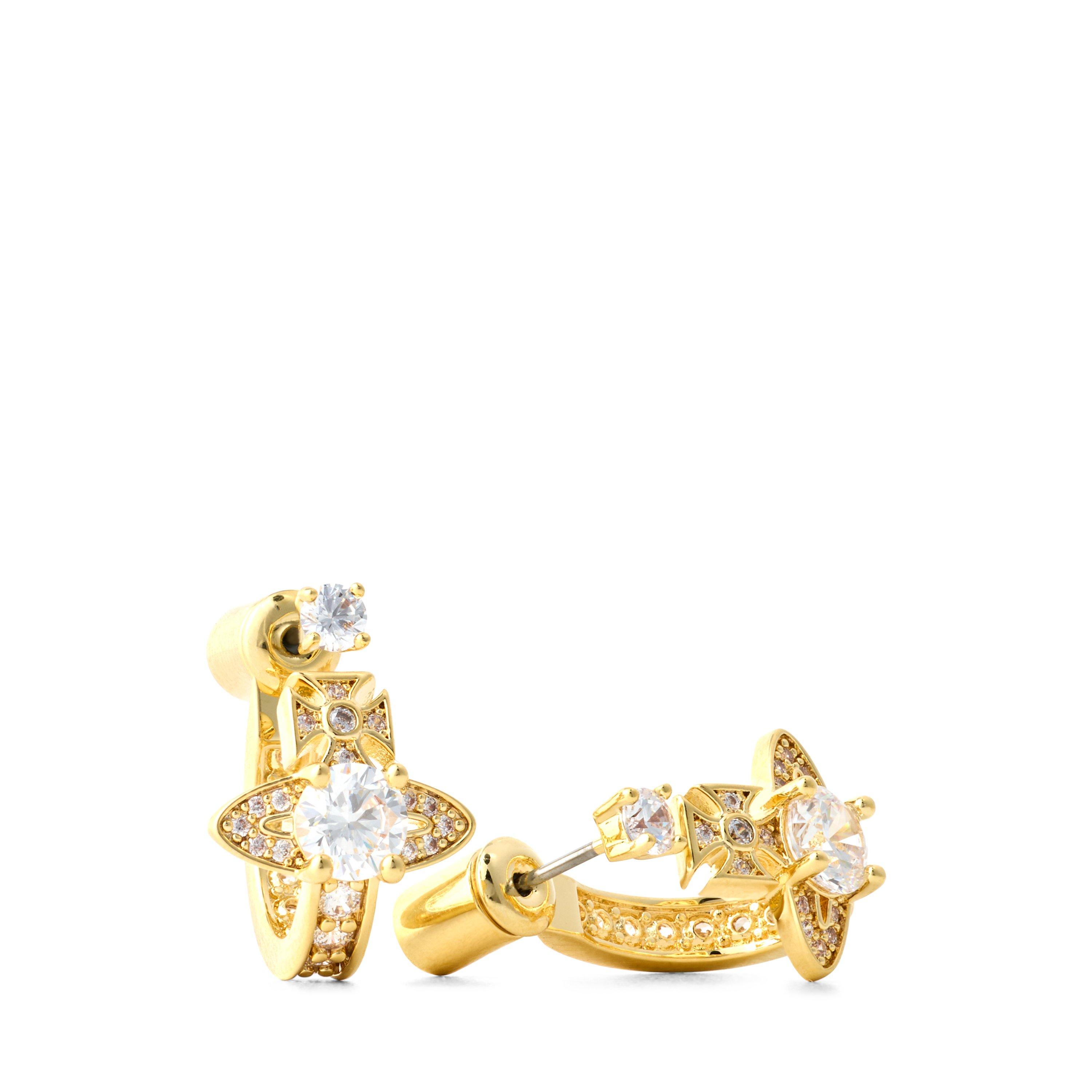 GOLD White  CZ - Vivienne Westwood - Women's Maitena Drop Earrings - 3