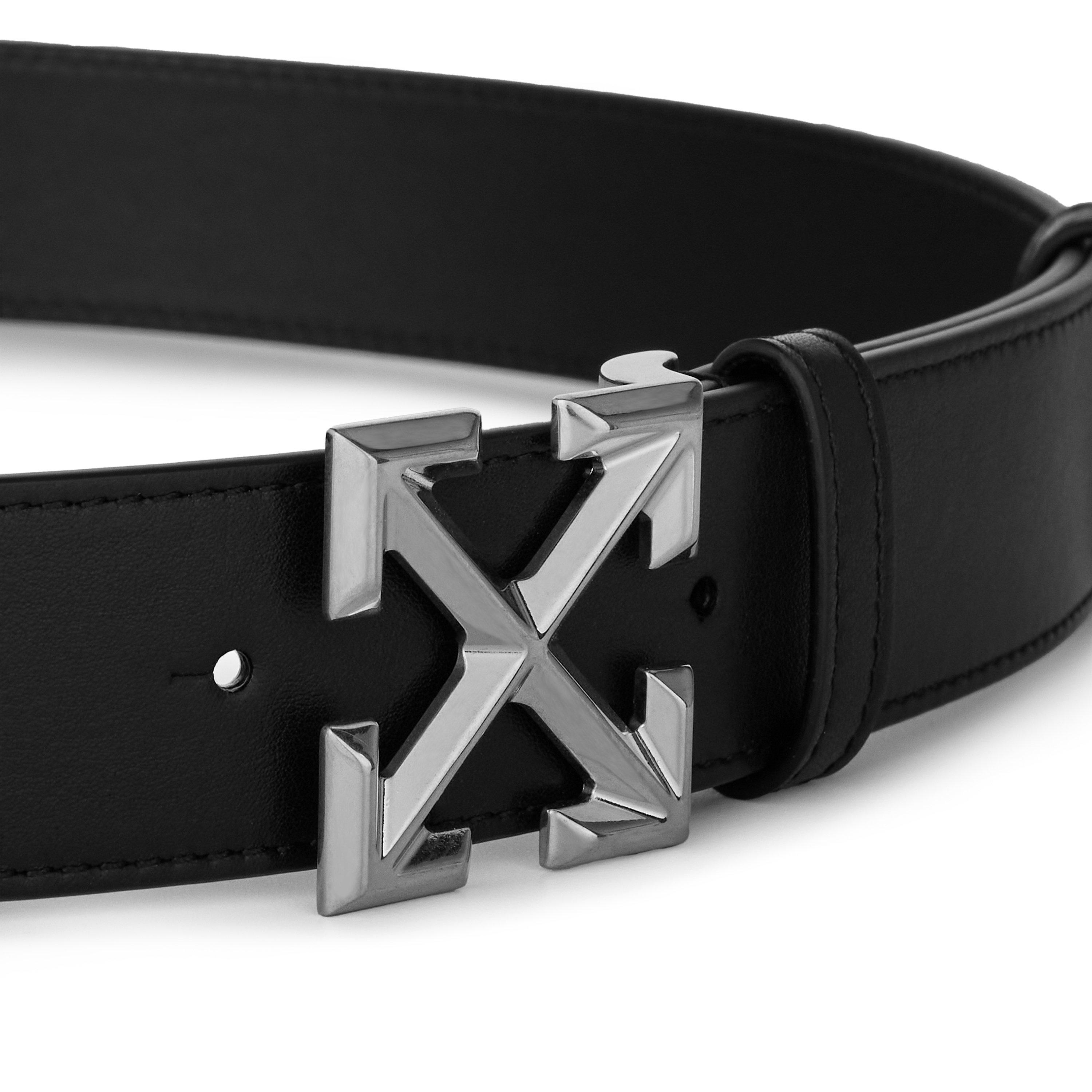 Black - Off White - Men's Classic Arrow Belt with Signature Logo - 4