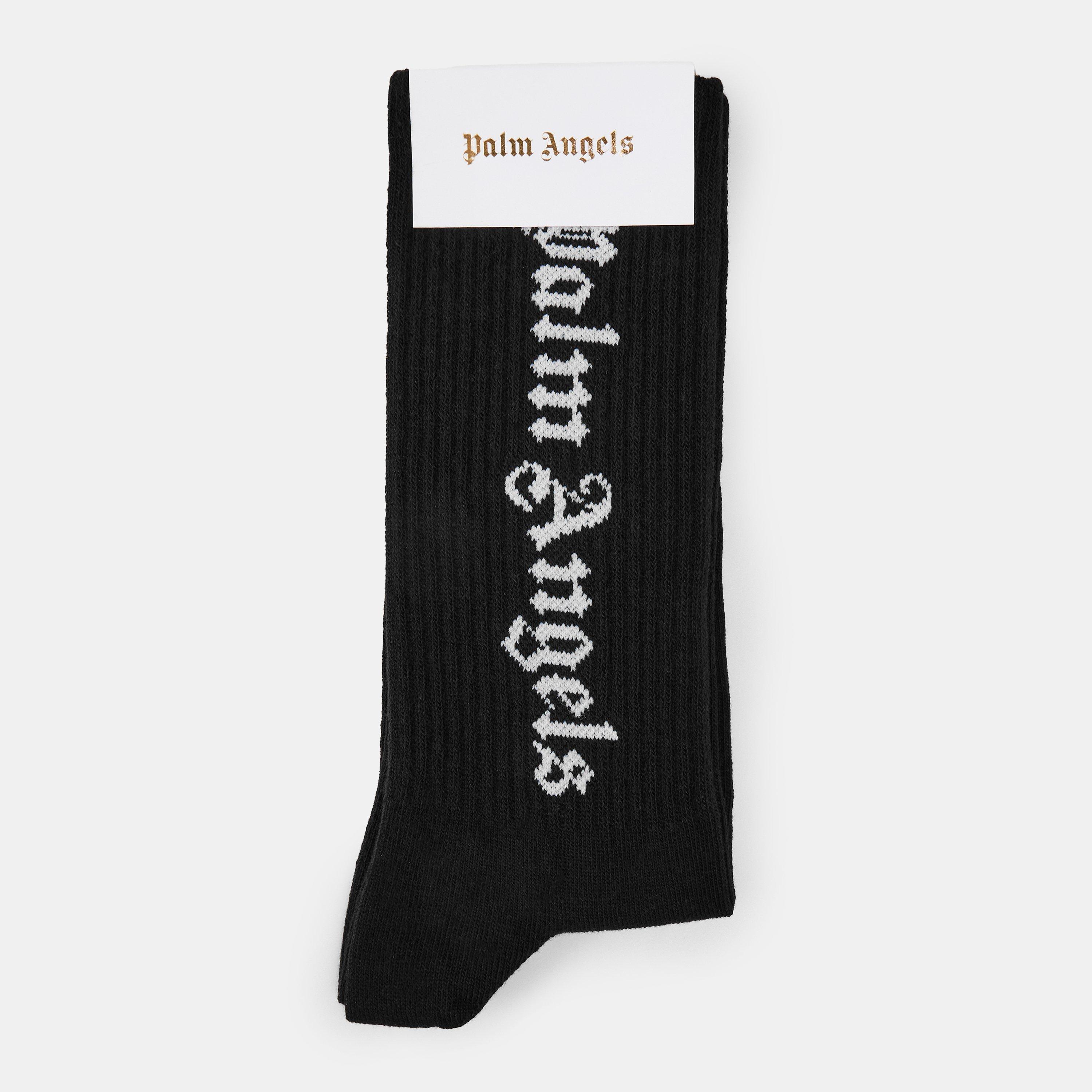 Black 1003 - Palm Angels - Kids' Logo Knee High Socks - 2