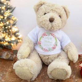 Aye Do Teddy Bear My 1st Christmas Berry T-Shirt 7766-TDY