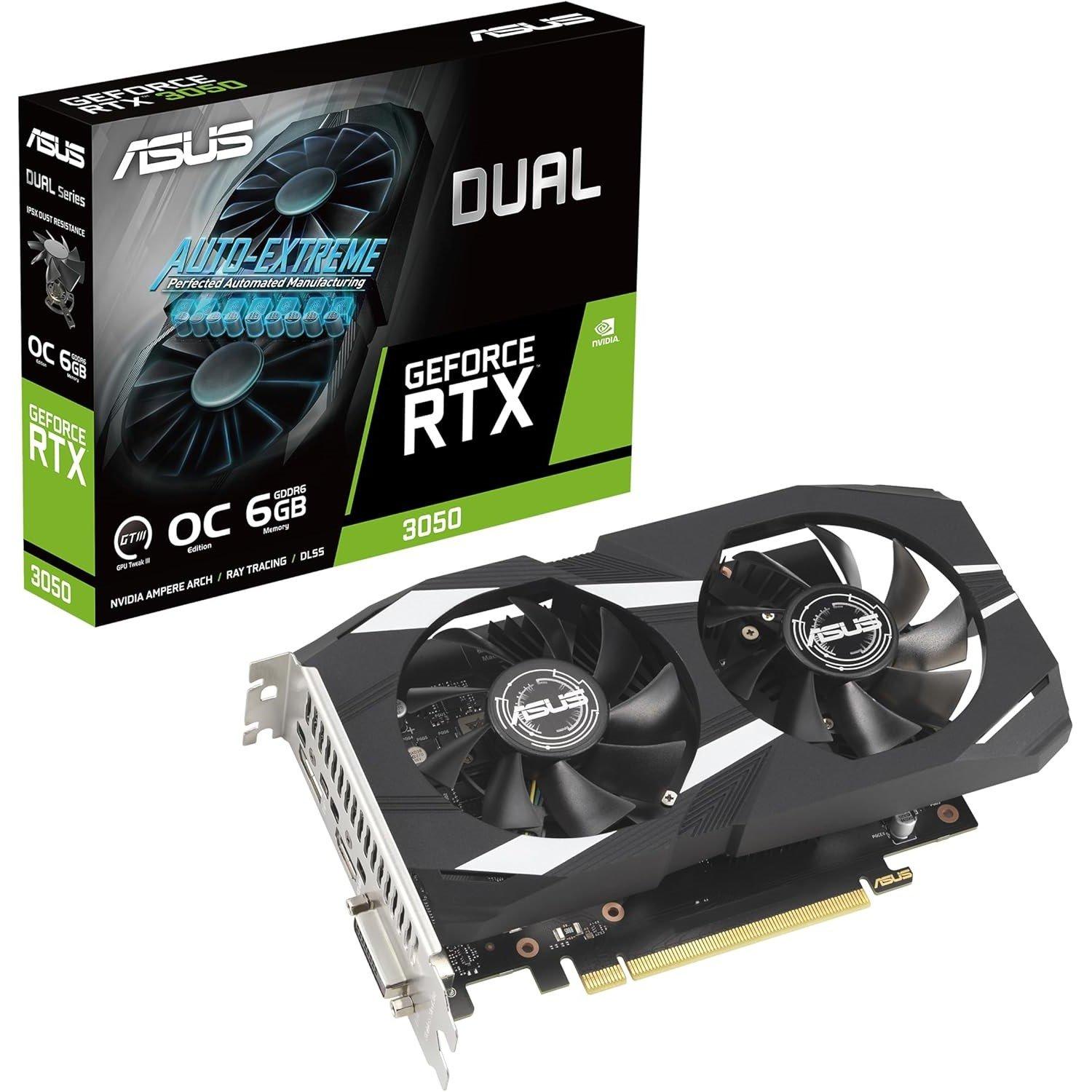 Black - ASUS - ASUS Dual GeForce RTX 3050 OC Edition 6GB GDDR6 Gaming Graphics Card - 1