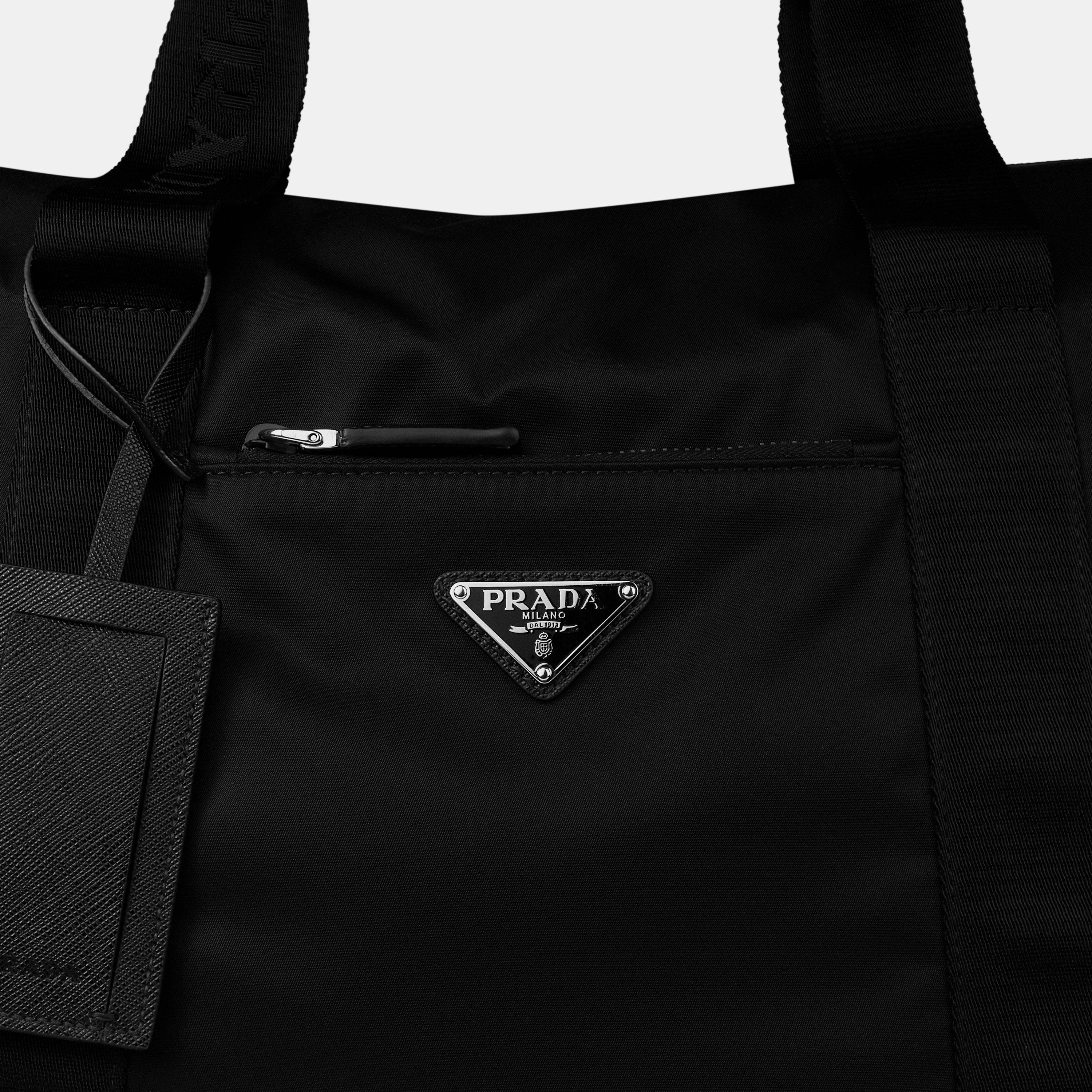 Black - Prada - Men'S Plain Nylon Gym Bag - 3