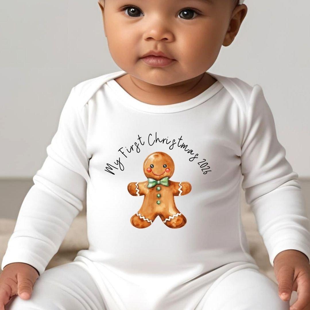 White - Aye Do Gifts - My First Christmas Gingerbread Man Baby Grow 7787 - 1