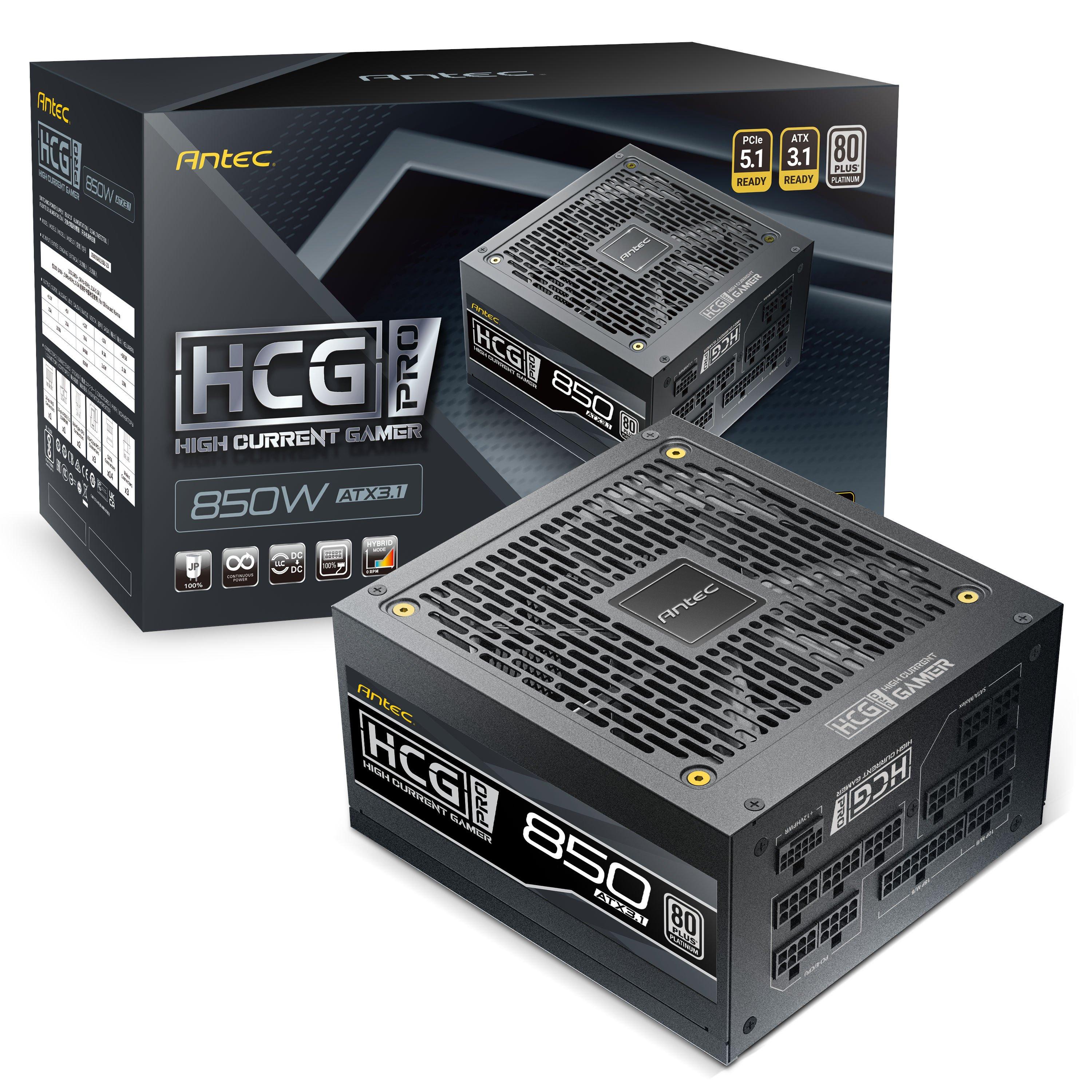 Black - Antec - HIGH CURRENT GAMER HCG850 PRO P GB power supply unit 850 W 20+4 pin ATX ATX Black - 1