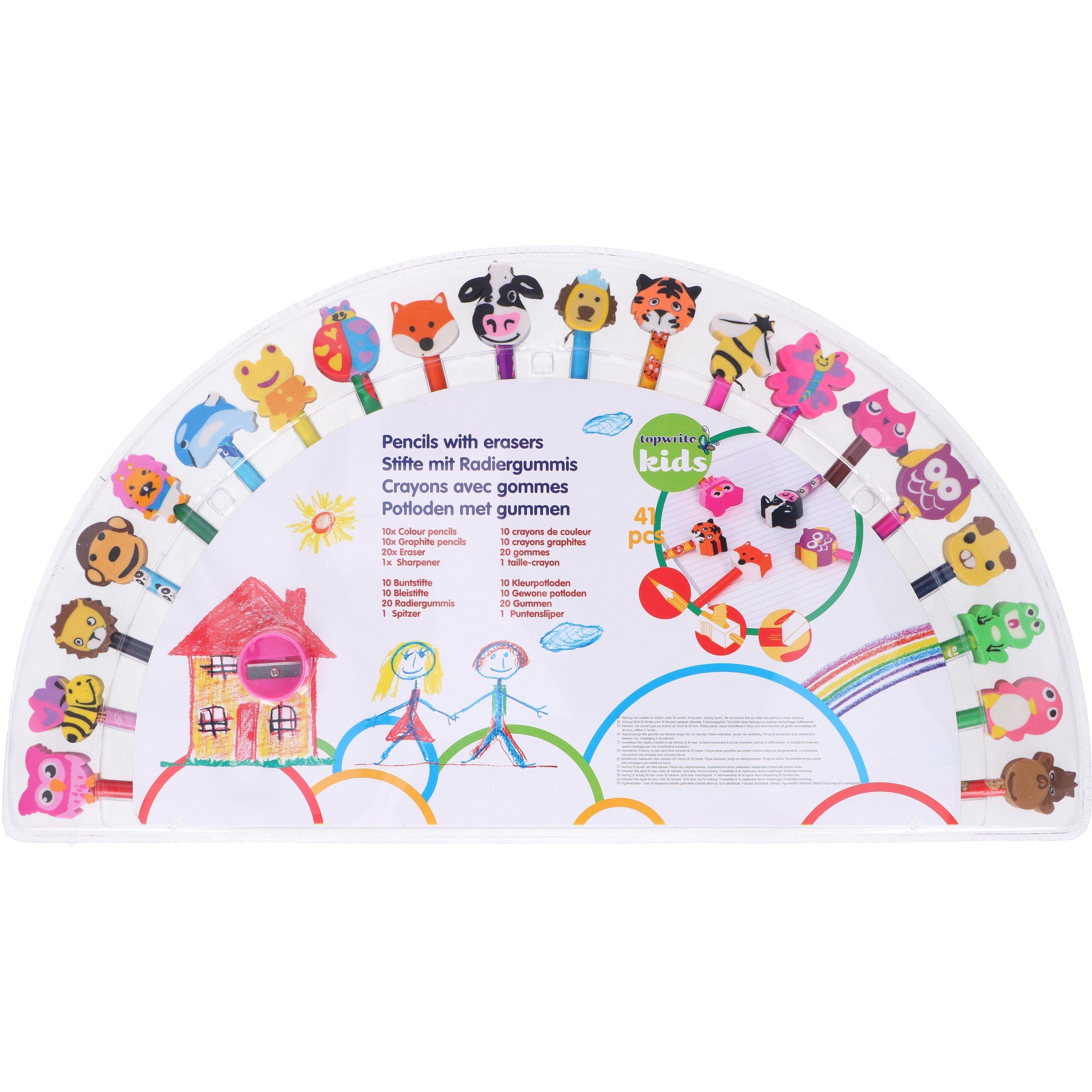 Multi - Edco - TOPWRITE Animal Eraser Colouring Pencils - 1