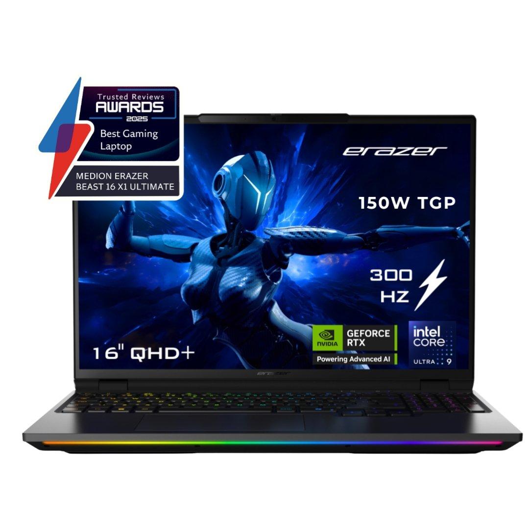 Black - Medion - Medion Erazer Beast 16 Inch Gaming Laptop – Intel Core Ultra 9 275HX Nvidia RTX 5090 Windows 11 Home - 1