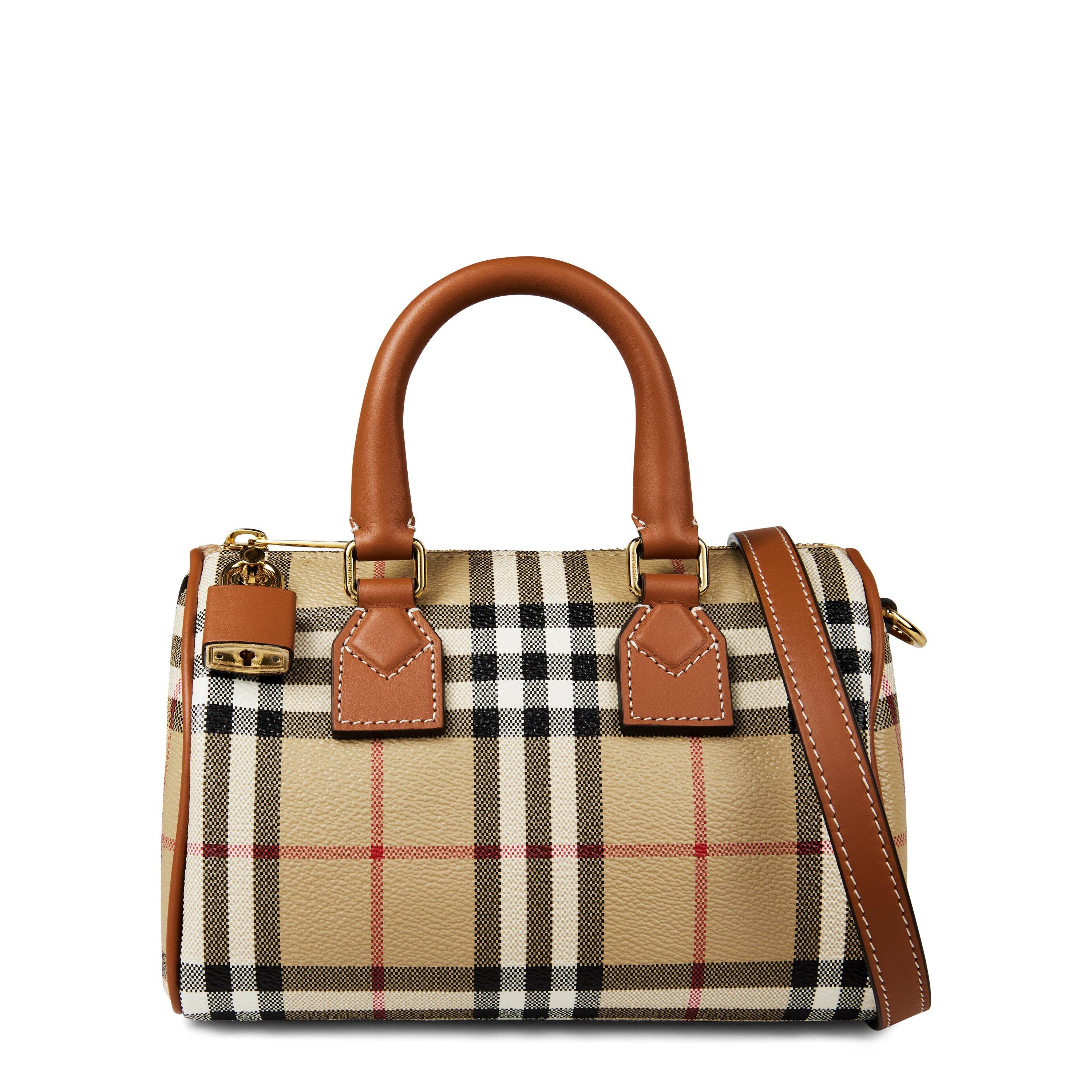 Briar Brown - Burberry - Women's Checked Cotton Mini Bowling Bag - 1