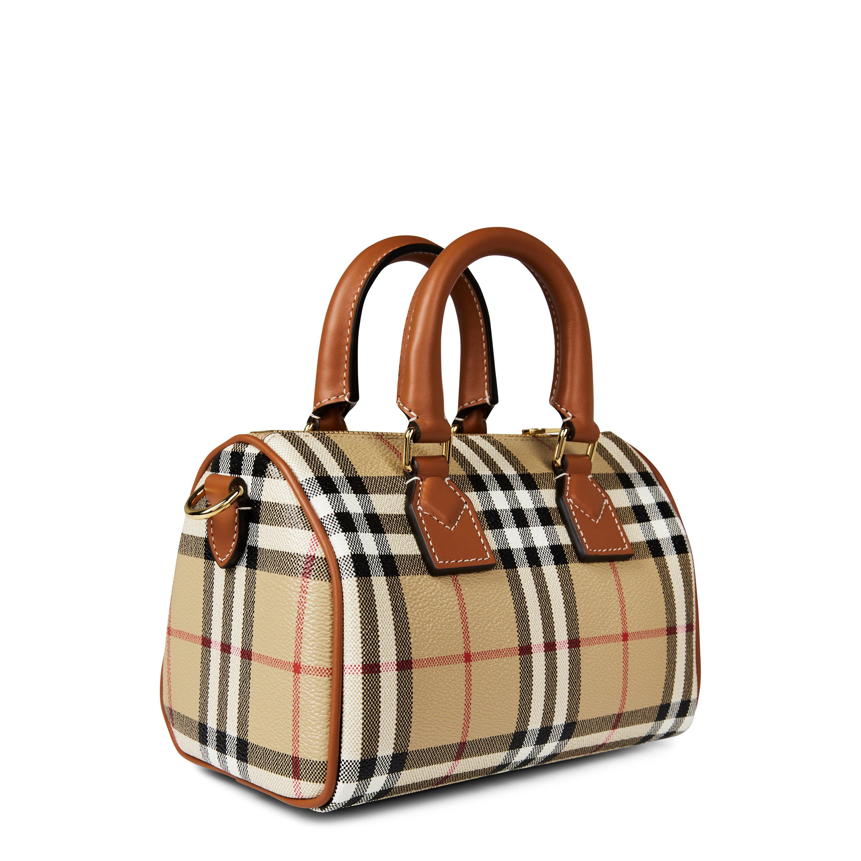 Briar Brown - Burberry - Women's Checked Cotton Mini Bowling Bag - 6
