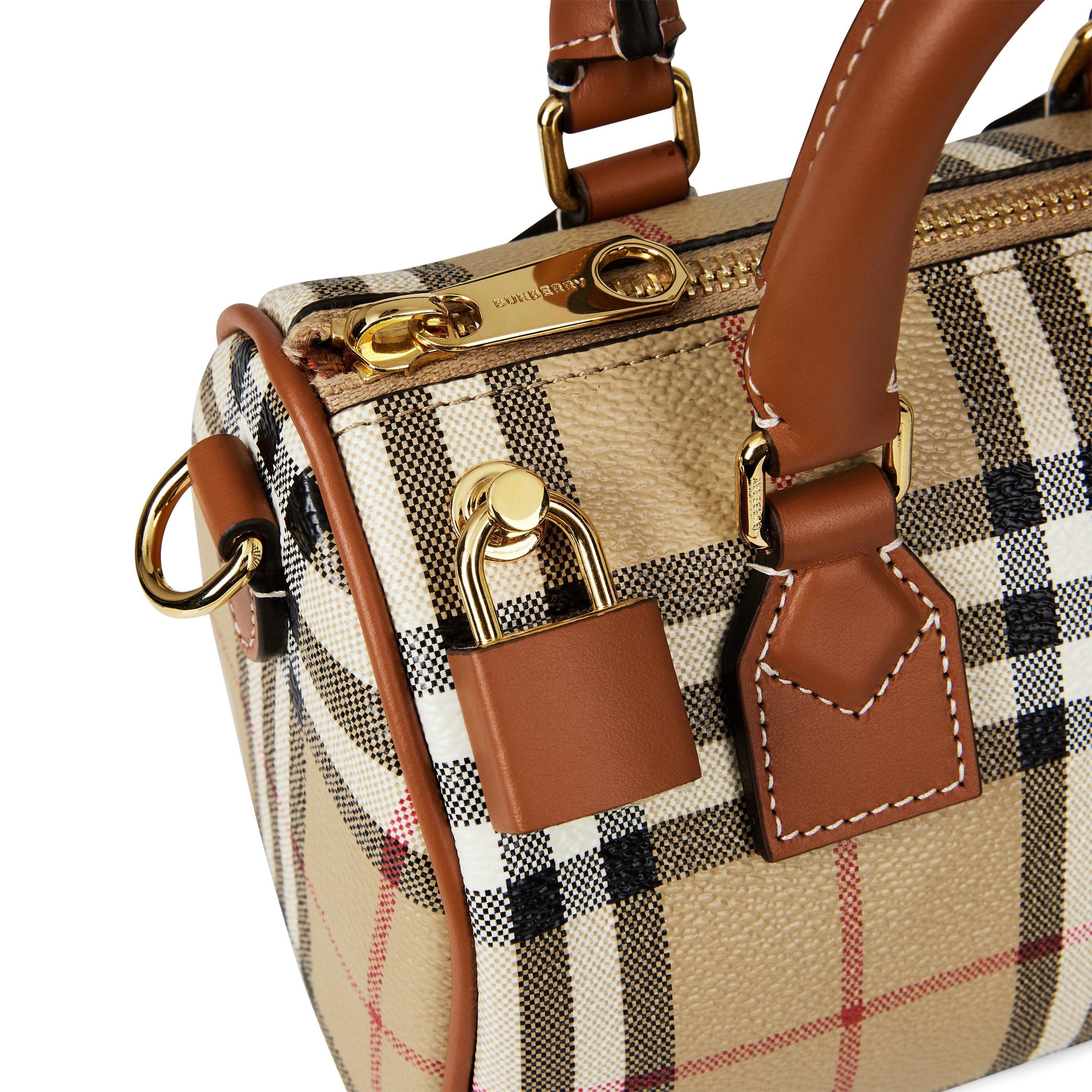 Briar Brown - Burberry - Women's Checked Cotton Mini Bowling Bag - 7