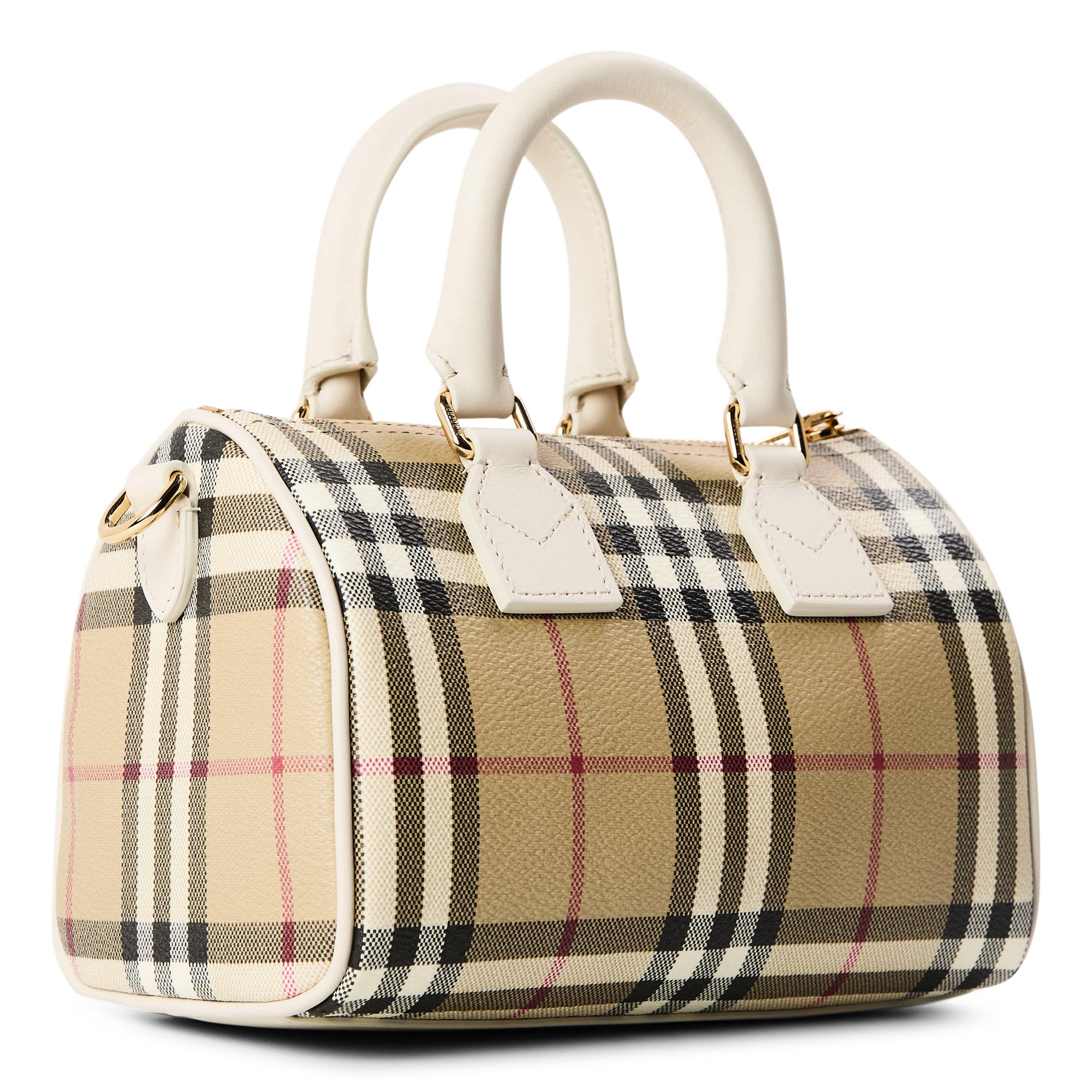 Vntge Chck/Soap - Burberry - Women's Checked Cotton Mini Bowling Bag - 2