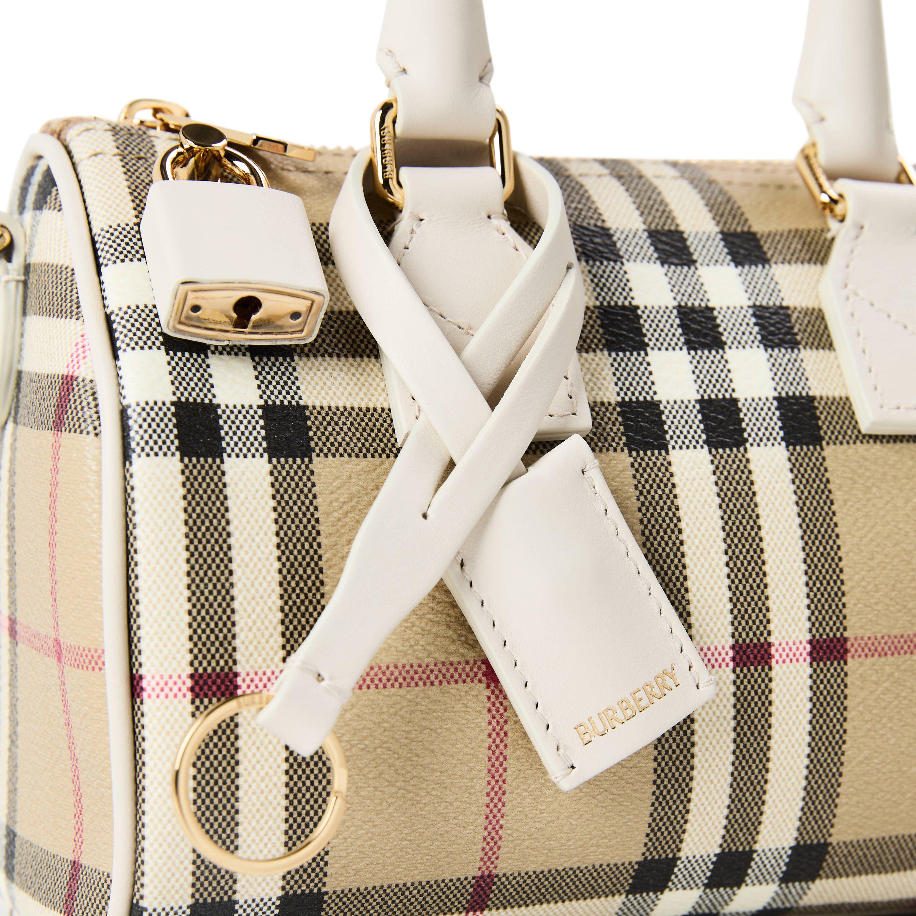 Vntge Chck/Soap - Burberry - Women's Checked Cotton Mini Bowling Bag - 4