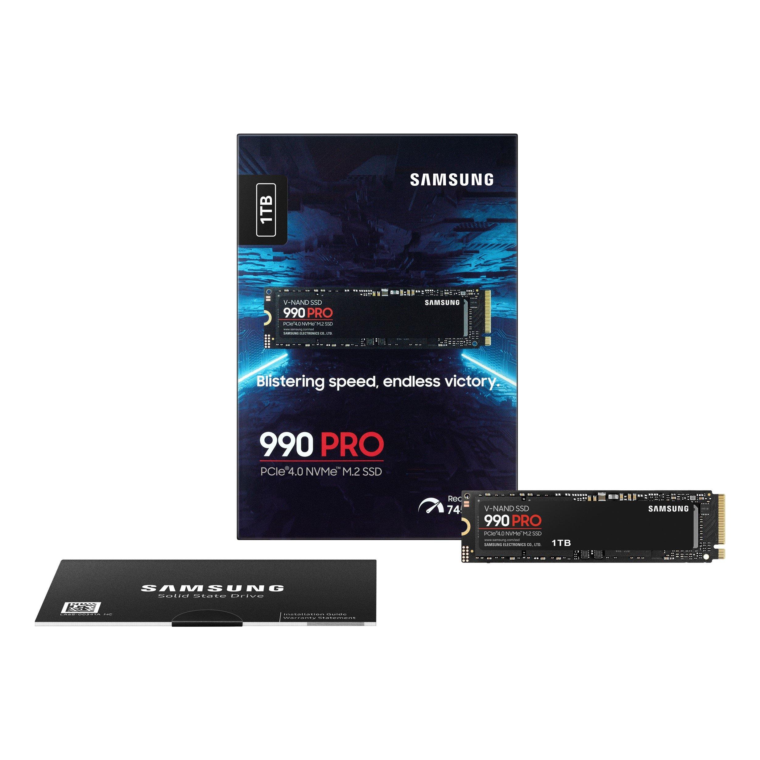Schwarz - Samsung - 990 PRO 1TB PCIe 4.0 (up to 7450 MB/s) NVMe M.2 (2280) Internal Solid State Drive (SSD) - 1