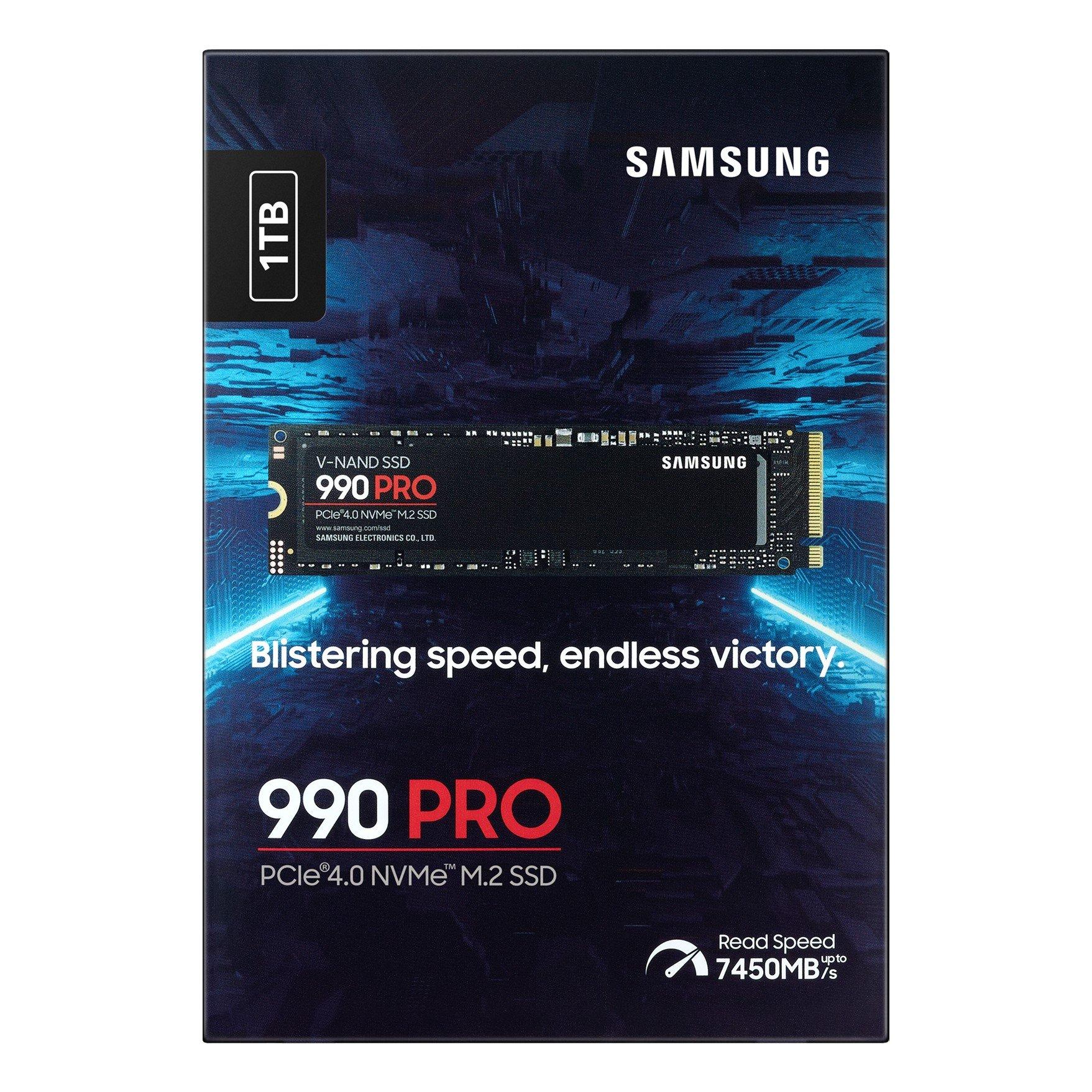 Schwarz - Samsung - 990 PRO 1TB PCIe 4.0 (up to 7450 MB/s) NVMe M.2 (2280) Internal Solid State Drive (SSD) - 12