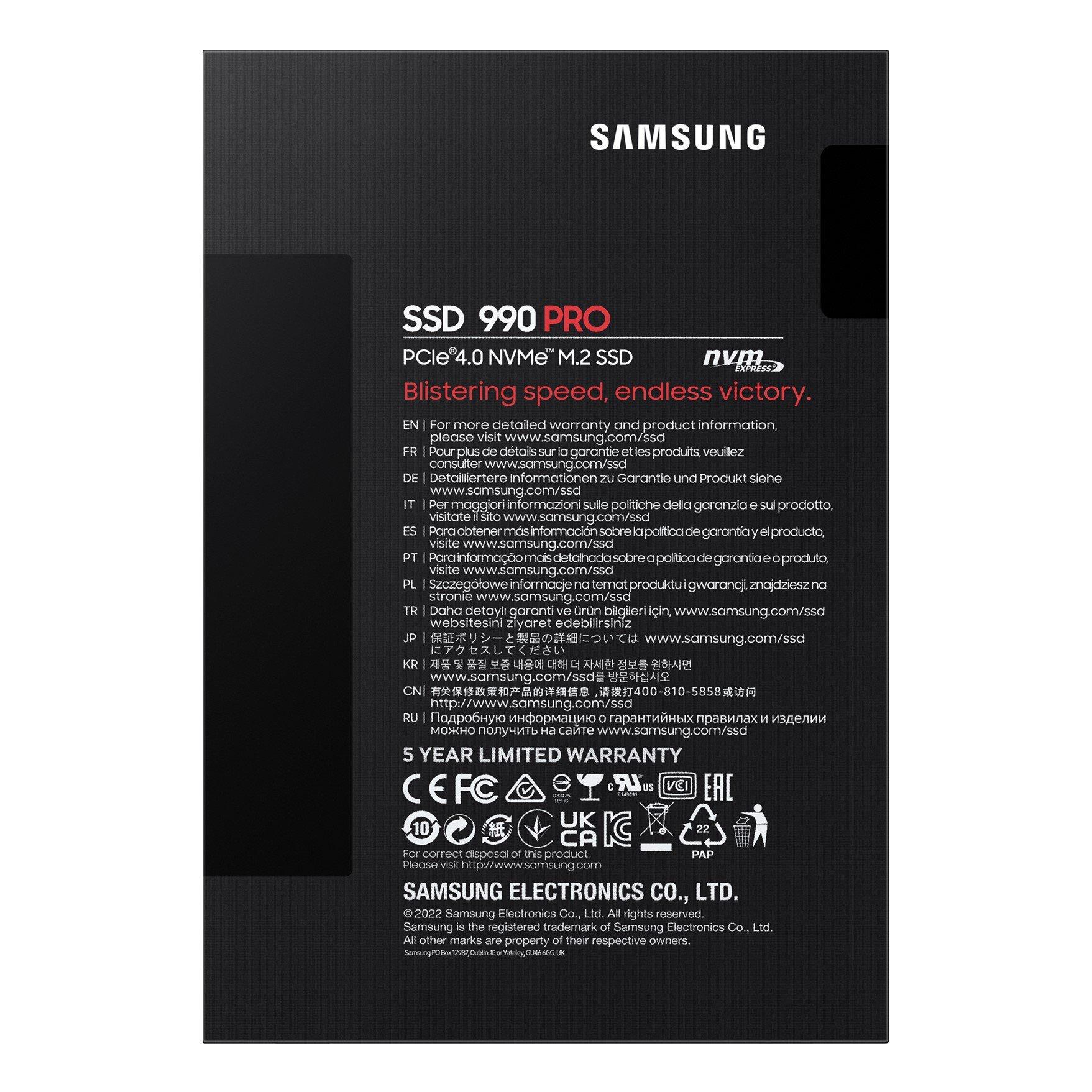 Schwarz - Samsung - 990 PRO 1TB PCIe 4.0 (up to 7450 MB/s) NVMe M.2 (2280) Internal Solid State Drive (SSD) - 13