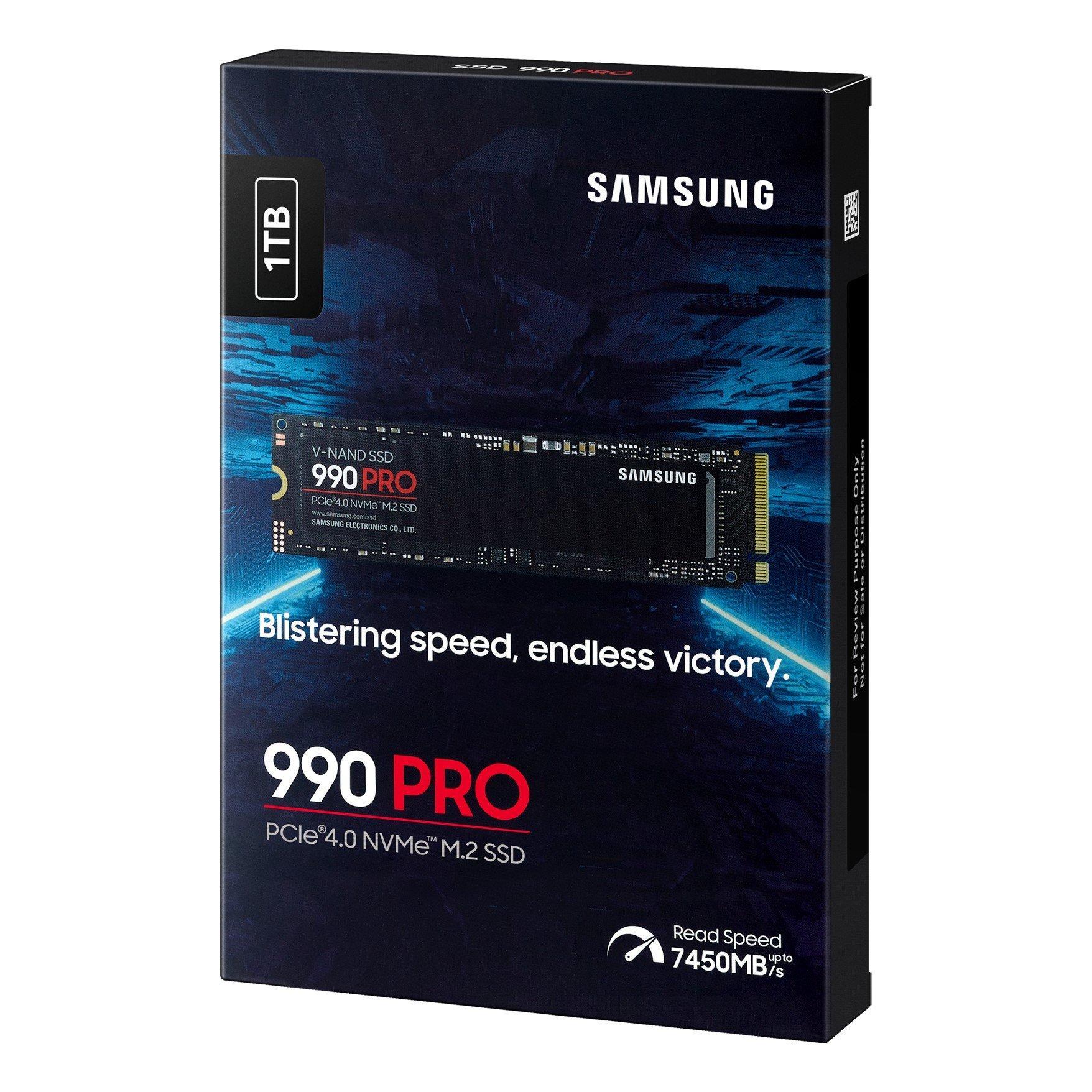 Schwarz - Samsung - 990 PRO 1TB PCIe 4.0 (up to 7450 MB/s) NVMe M.2 (2280) Internal Solid State Drive (SSD) - 14