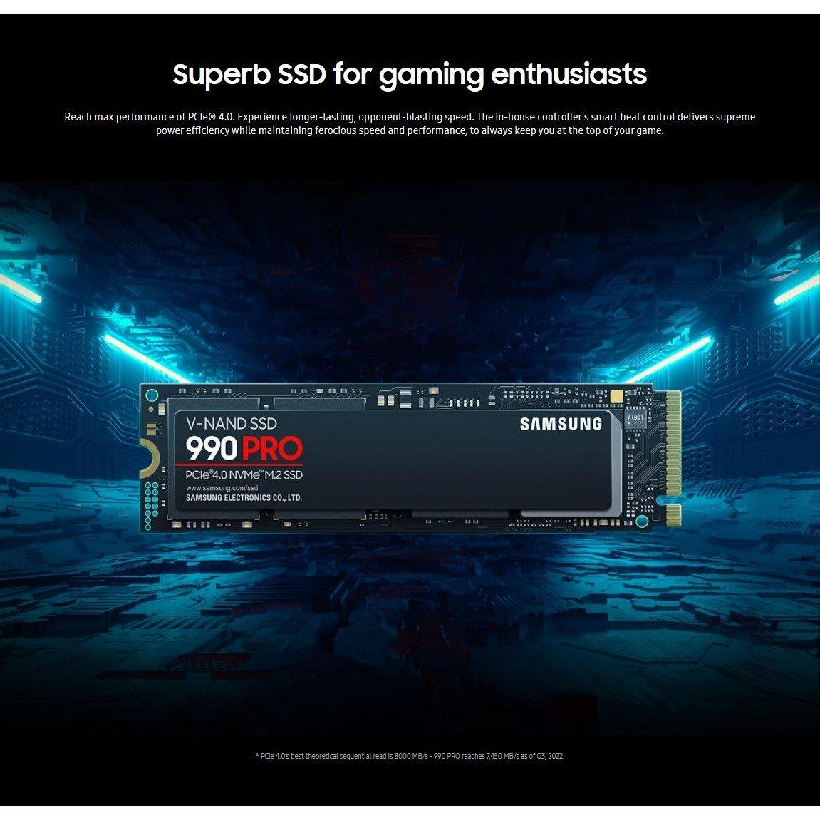 Schwarz - Samsung - 990 PRO 1TB PCIe 4.0 (up to 7450 MB/s) NVMe M.2 (2280) Internal Solid State Drive (SSD) - 3