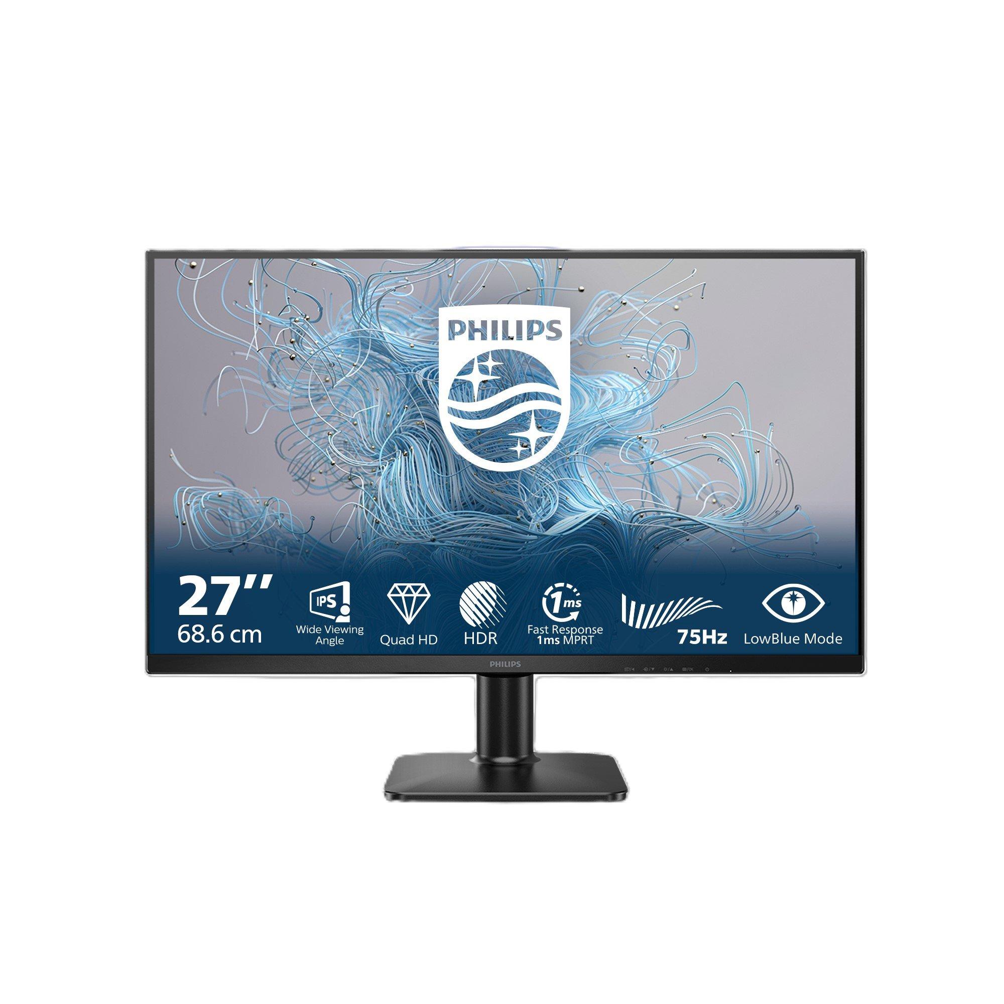 Black - Philips - 27E2N1500L 27 Inch IPS QHD 75Hz Monitor - 1