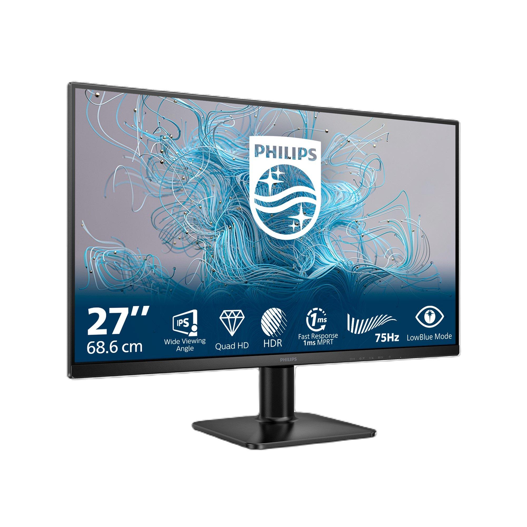 Black - Philips - 27E2N1500L 27 Inch IPS QHD 75Hz Monitor - 2