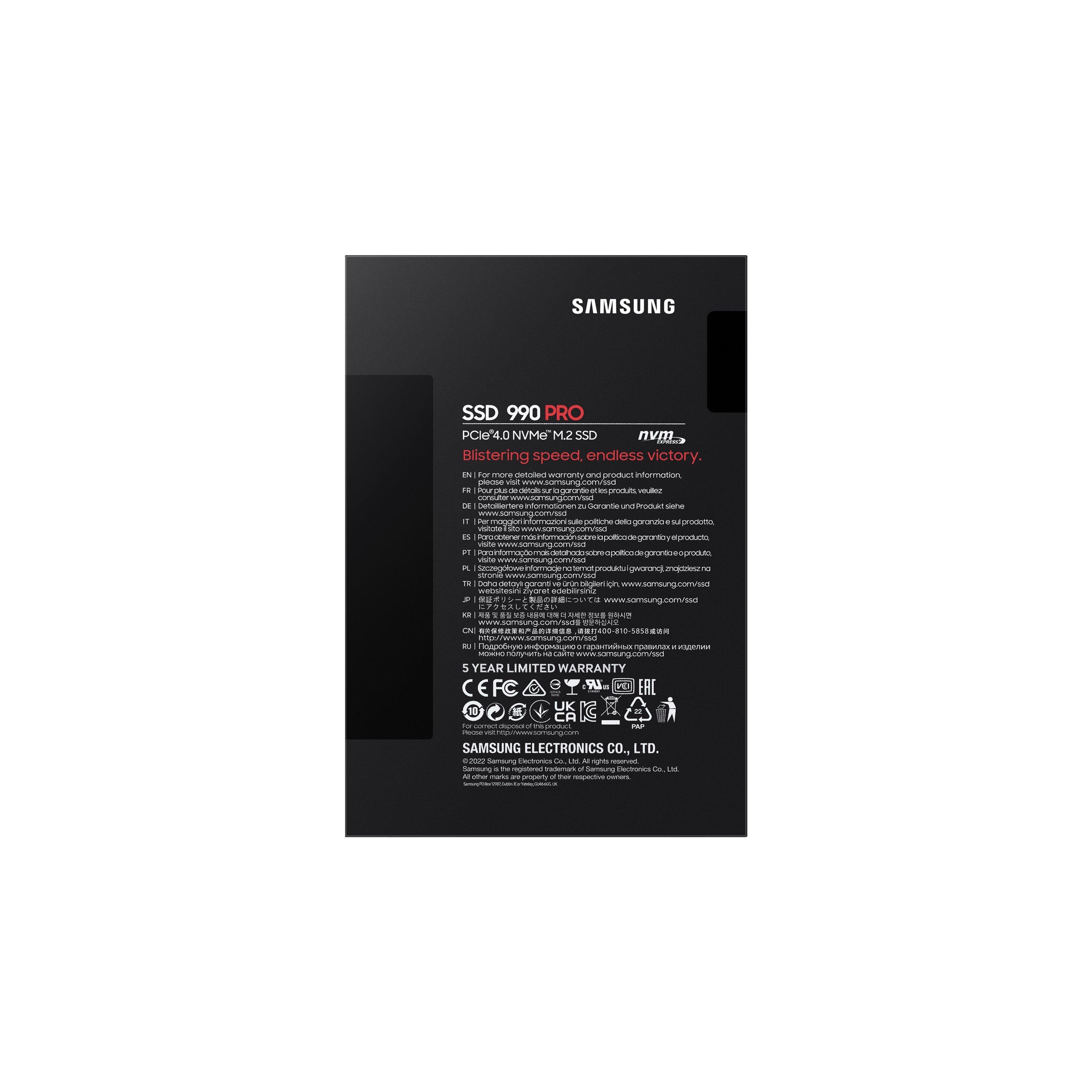 Schwarz - Samsung - 990 PRO NVMe M.2 SSD 2TB PCIe 4.0 7450 MB/s read 6900 MB/s write Internal SSD - 12