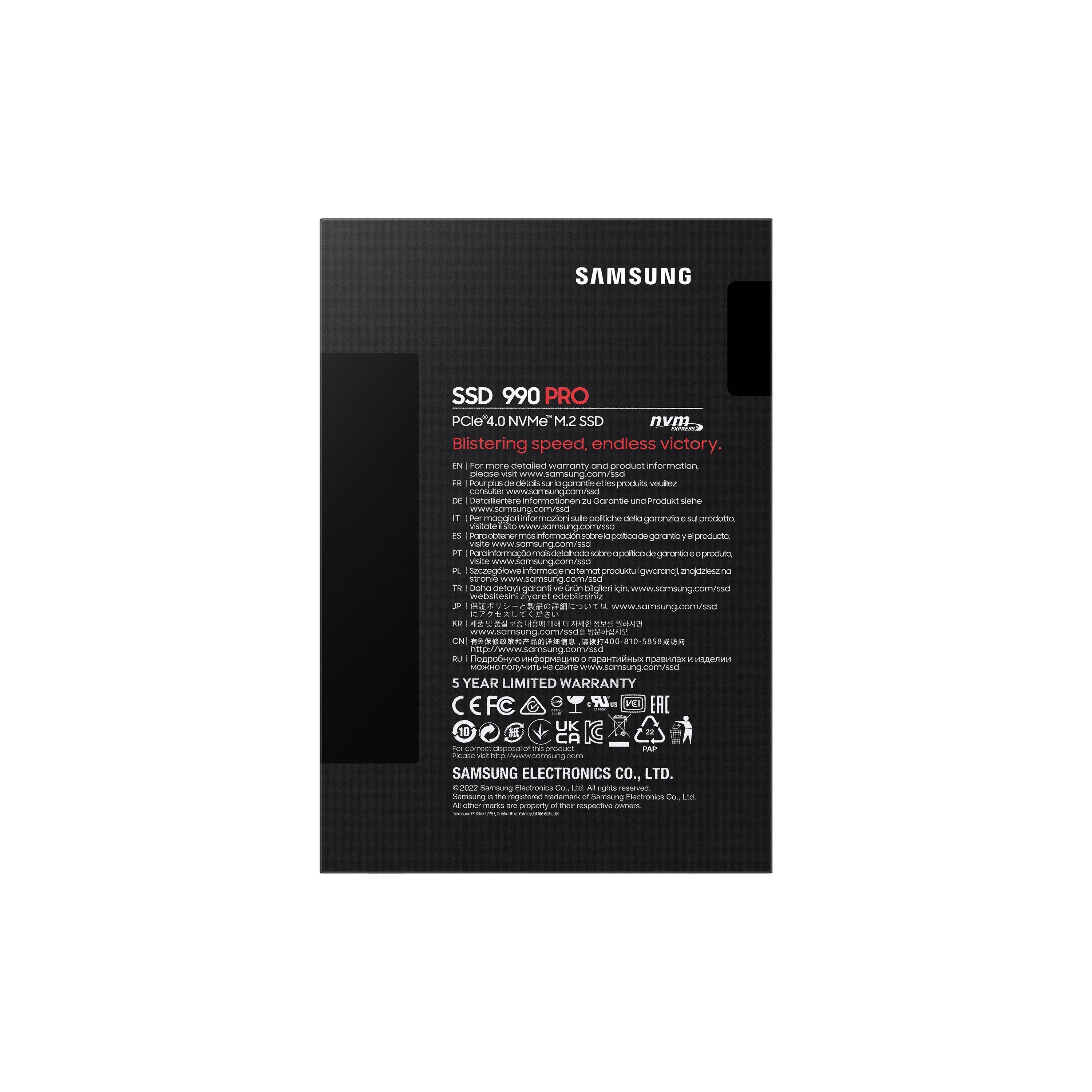 Schwarz - Samsung - 990 PRO NVMe M.2 SSD 4 TB PCIe 4.0 7450 MB/s read 6900 MB/s write Internal SSD - 13