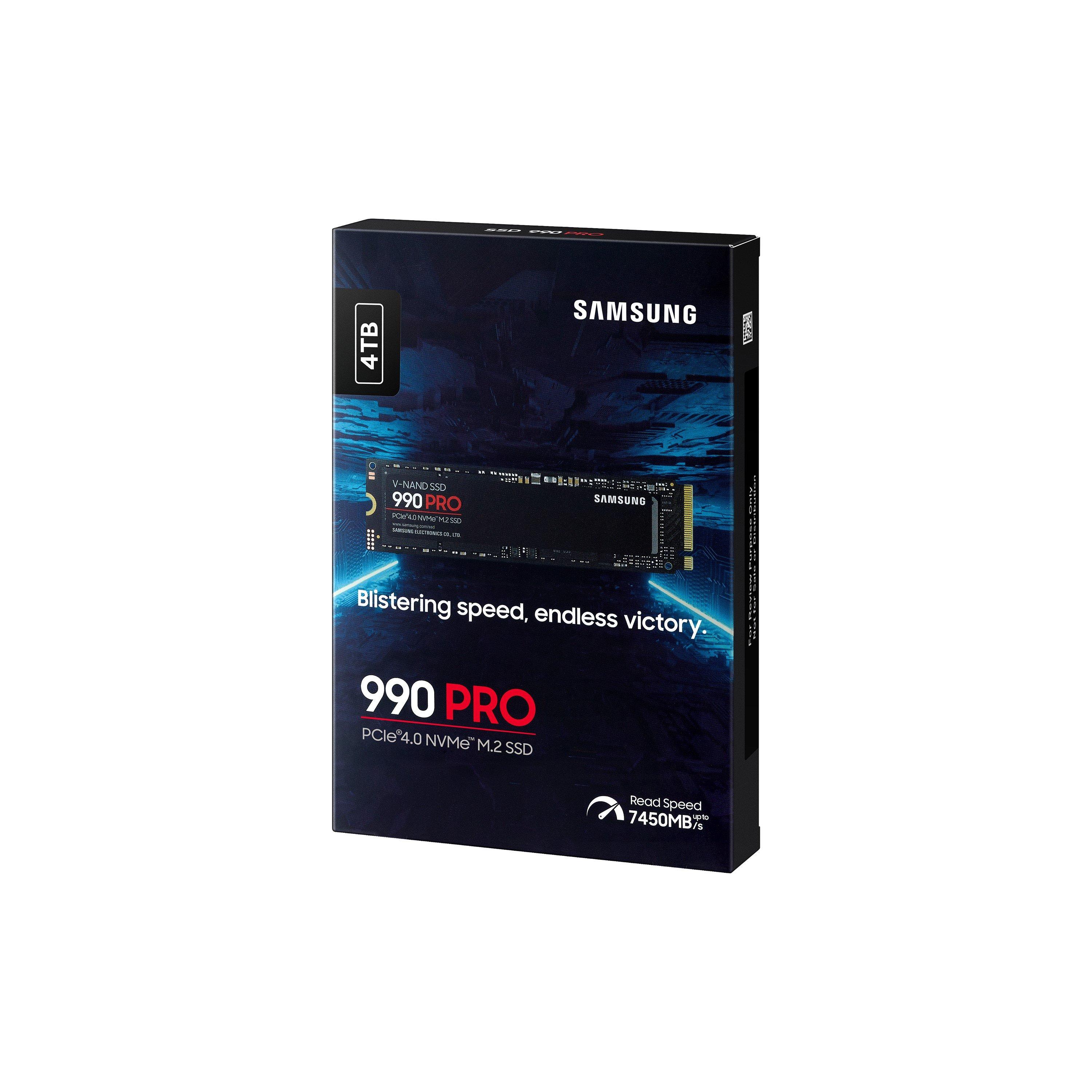 Schwarz - Samsung - 990 PRO NVMe M.2 SSD 4 TB PCIe 4.0 7450 MB/s read 6900 MB/s write Internal SSD - 14
