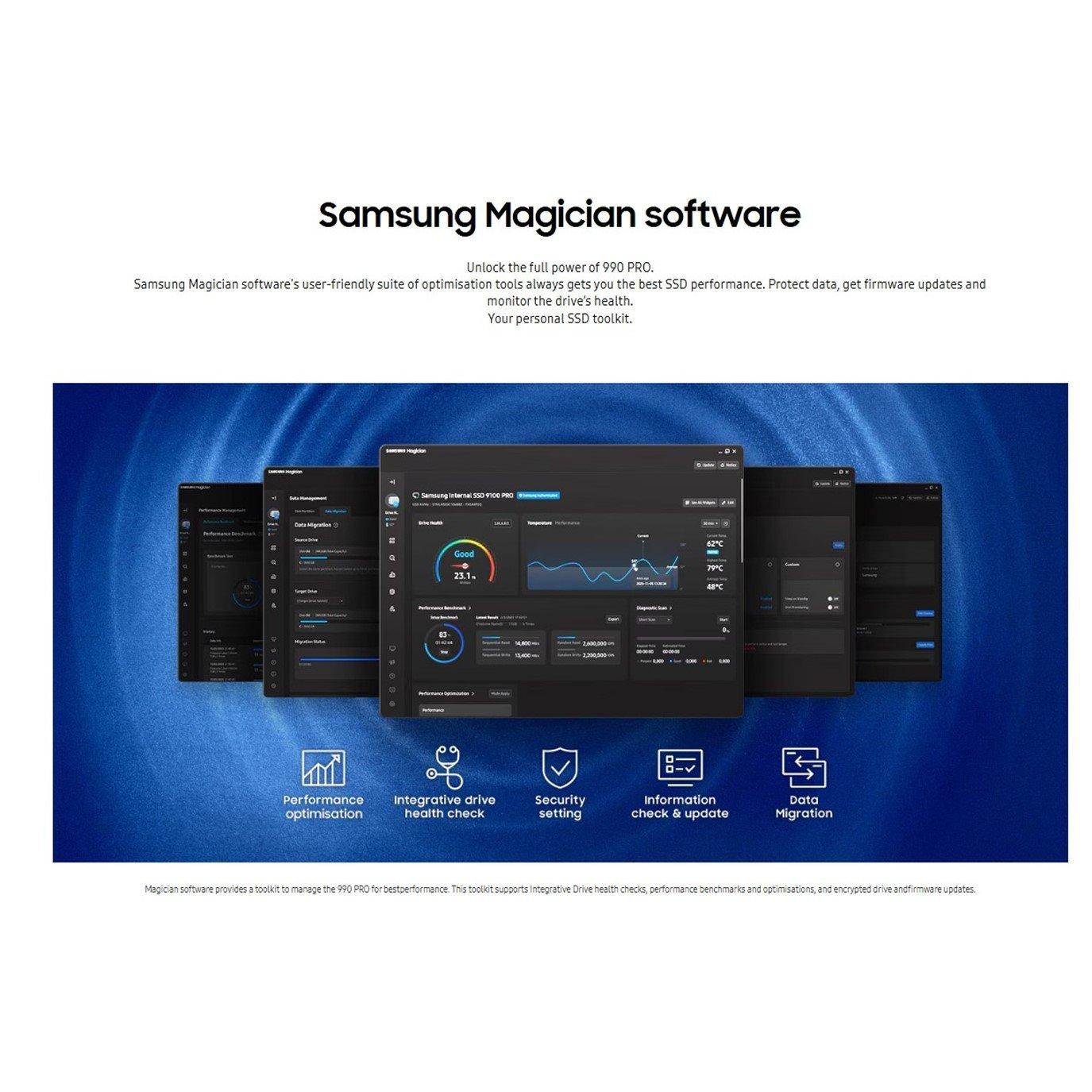 Schwarz - Samsung - 990 PRO NVMe M.2 SSD 4 TB PCIe 4.0 7450 MB/s read 6900 MB/s write Internal SSD - 7