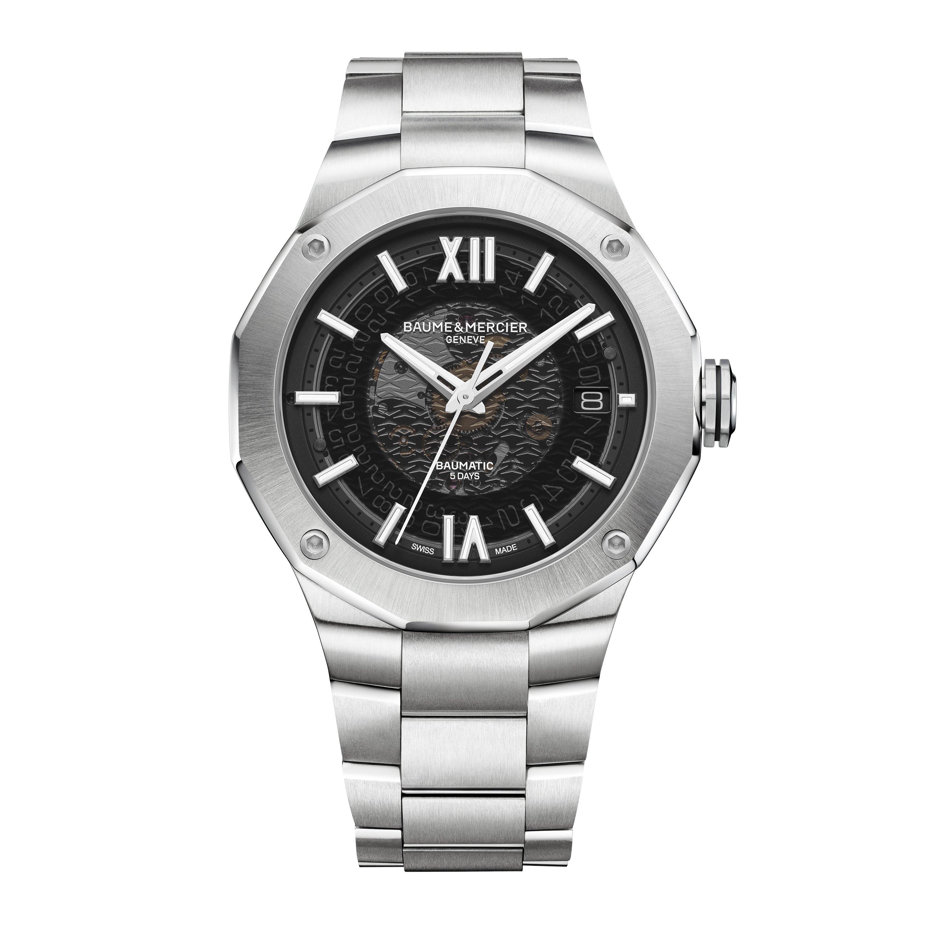 Silver/Black - Baume and Mercier - Riviera Automatic Analogue Watch