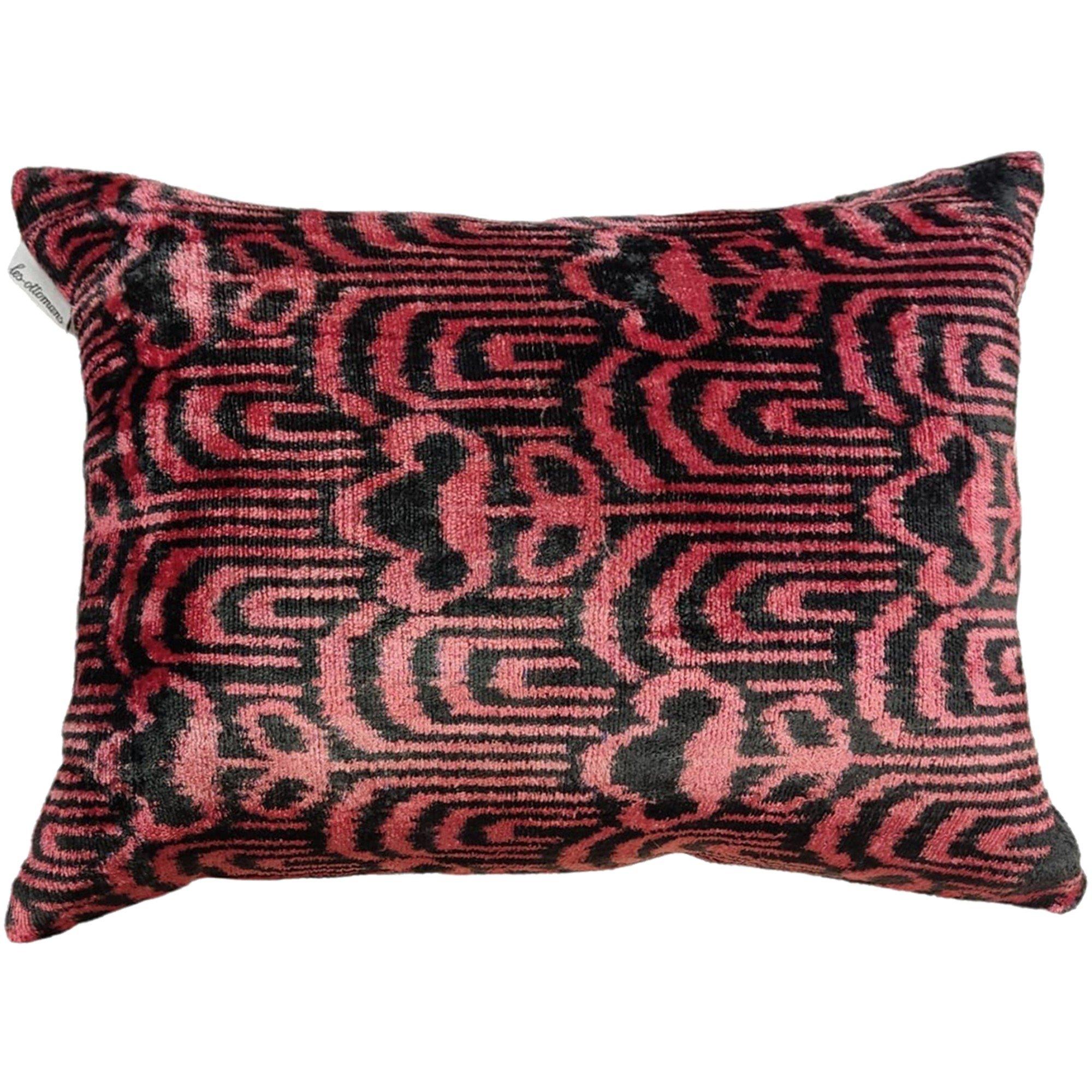 Les Ottomans  Velvet Cushion -  Zig Zag
