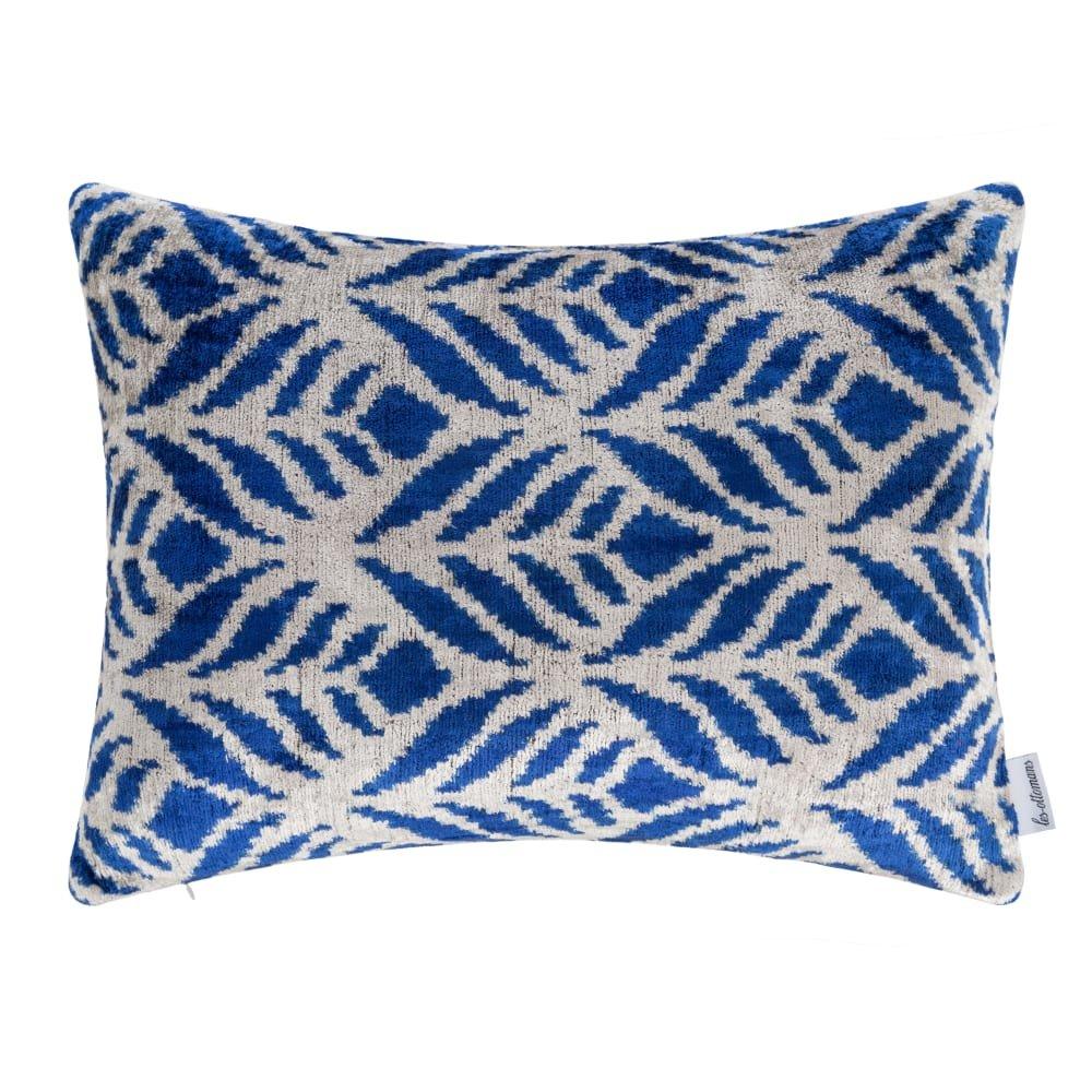 Blue/White - Les Ottomans - LesOttomans Velvet Cushion - 1