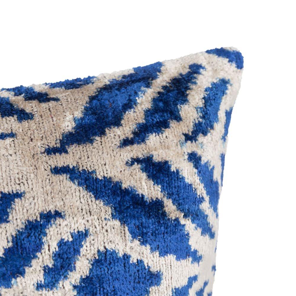 Blue/White - Les Ottomans - LesOttomans Velvet Cushion - 3